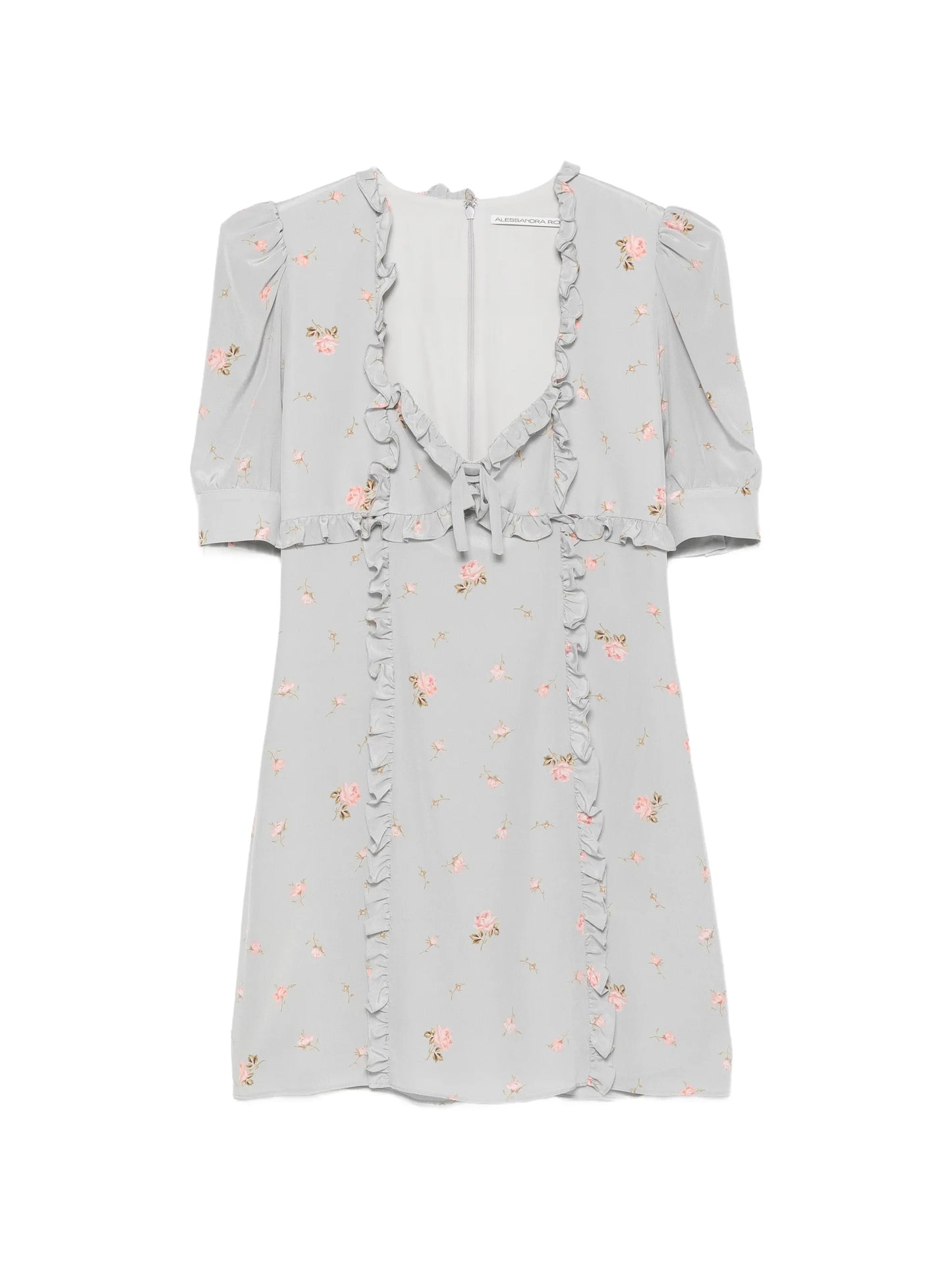 ruffled floral-print mini dress