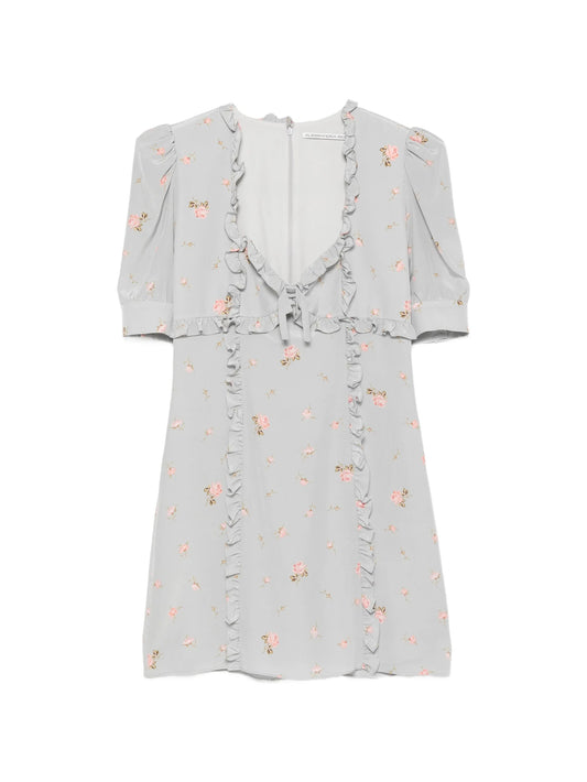 ruffled floral-print mini dress