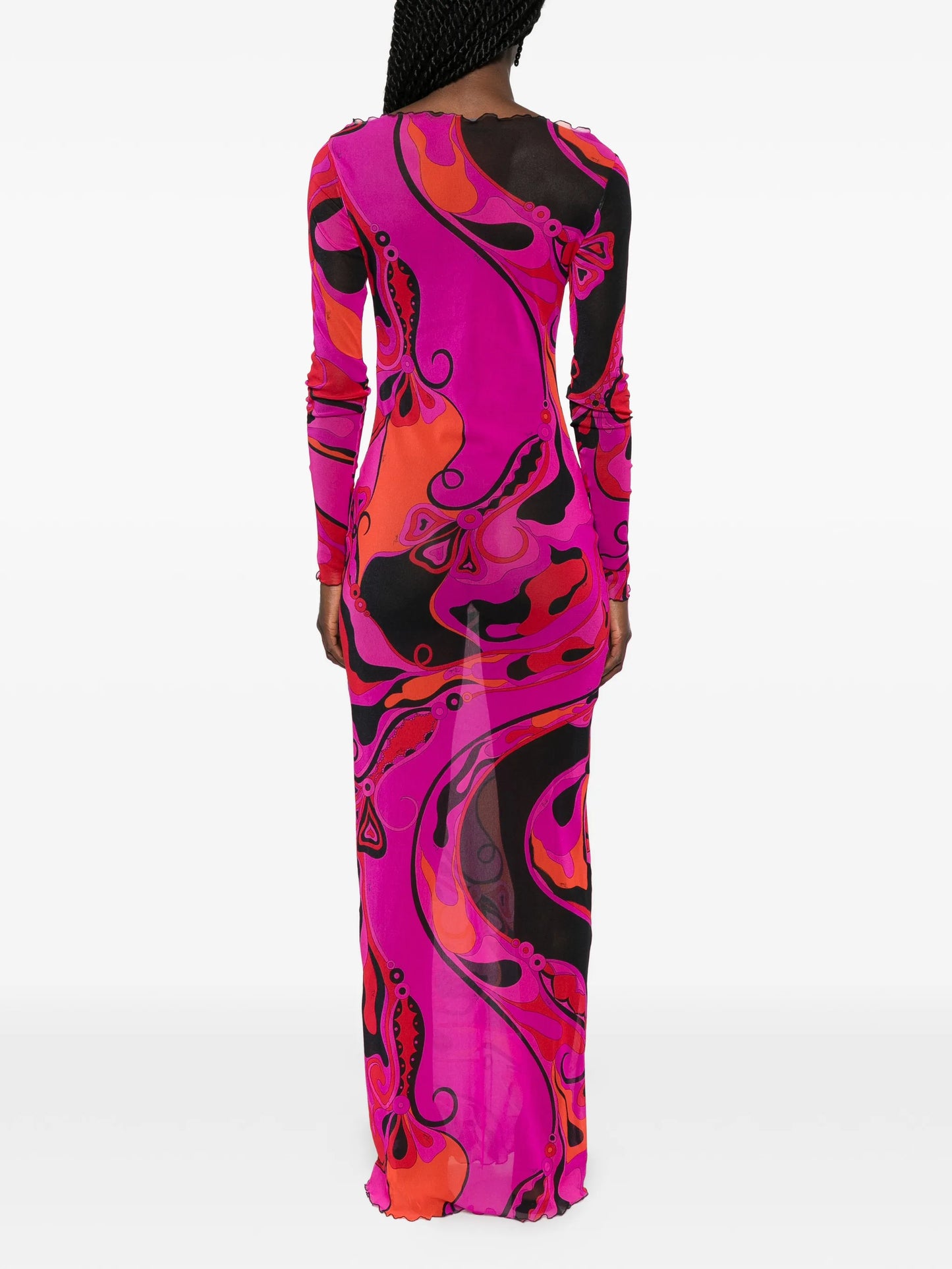 orchidee-print midi dress