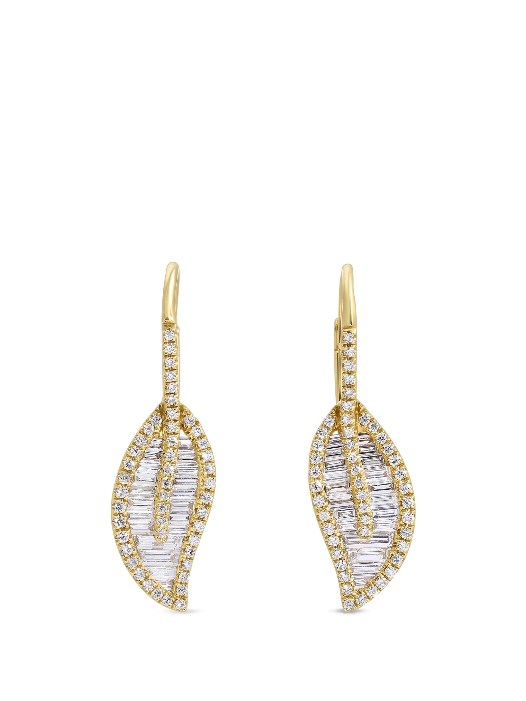 Leaf diamond drop earrings