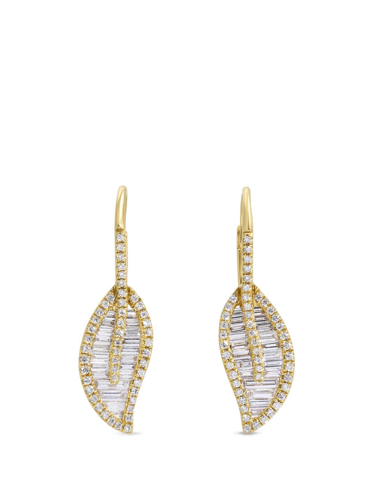 Leaf diamond drop earrings