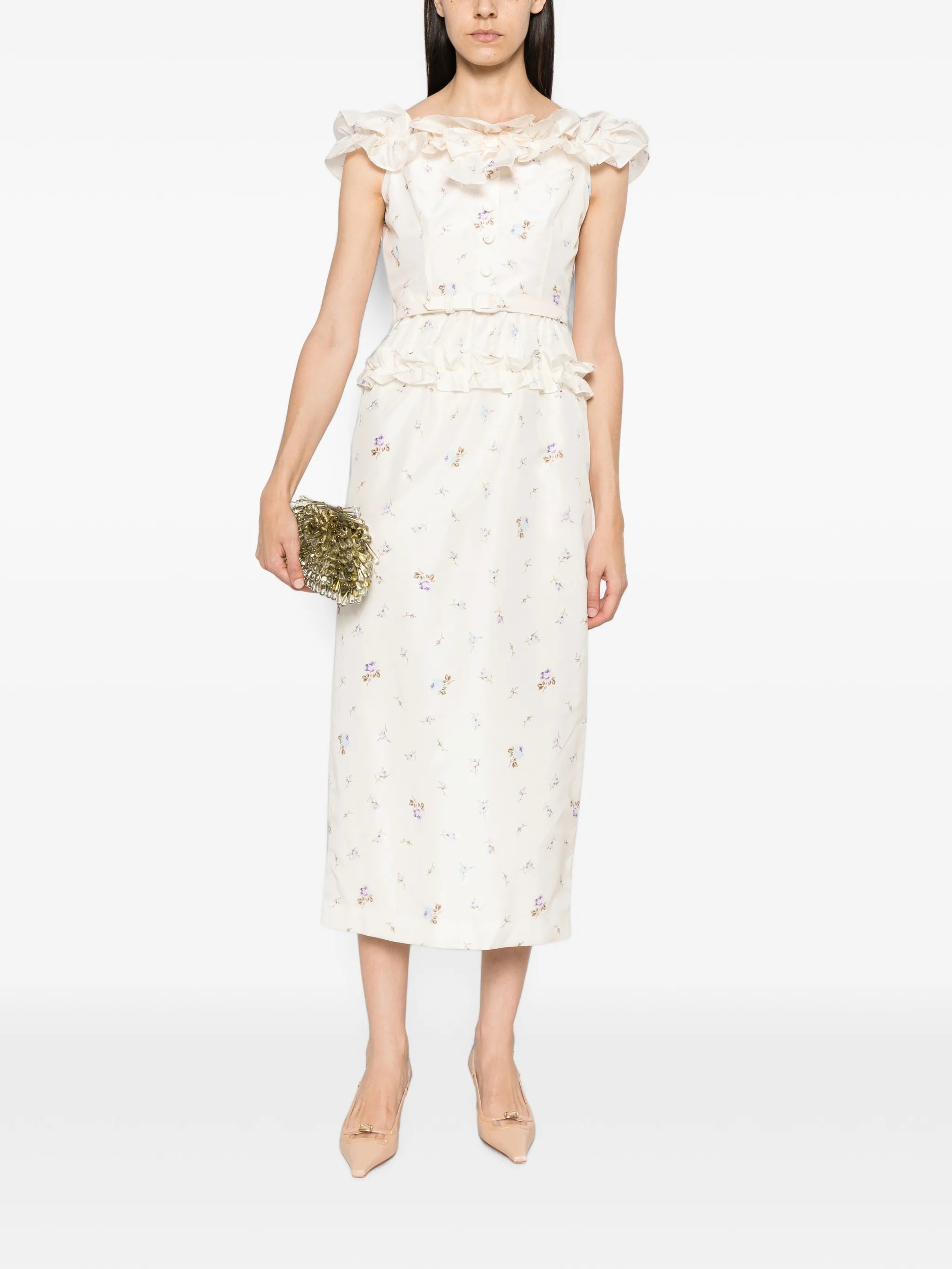 floral-print ruffled dress