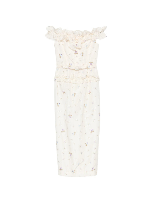 floral-print ruffled dress
