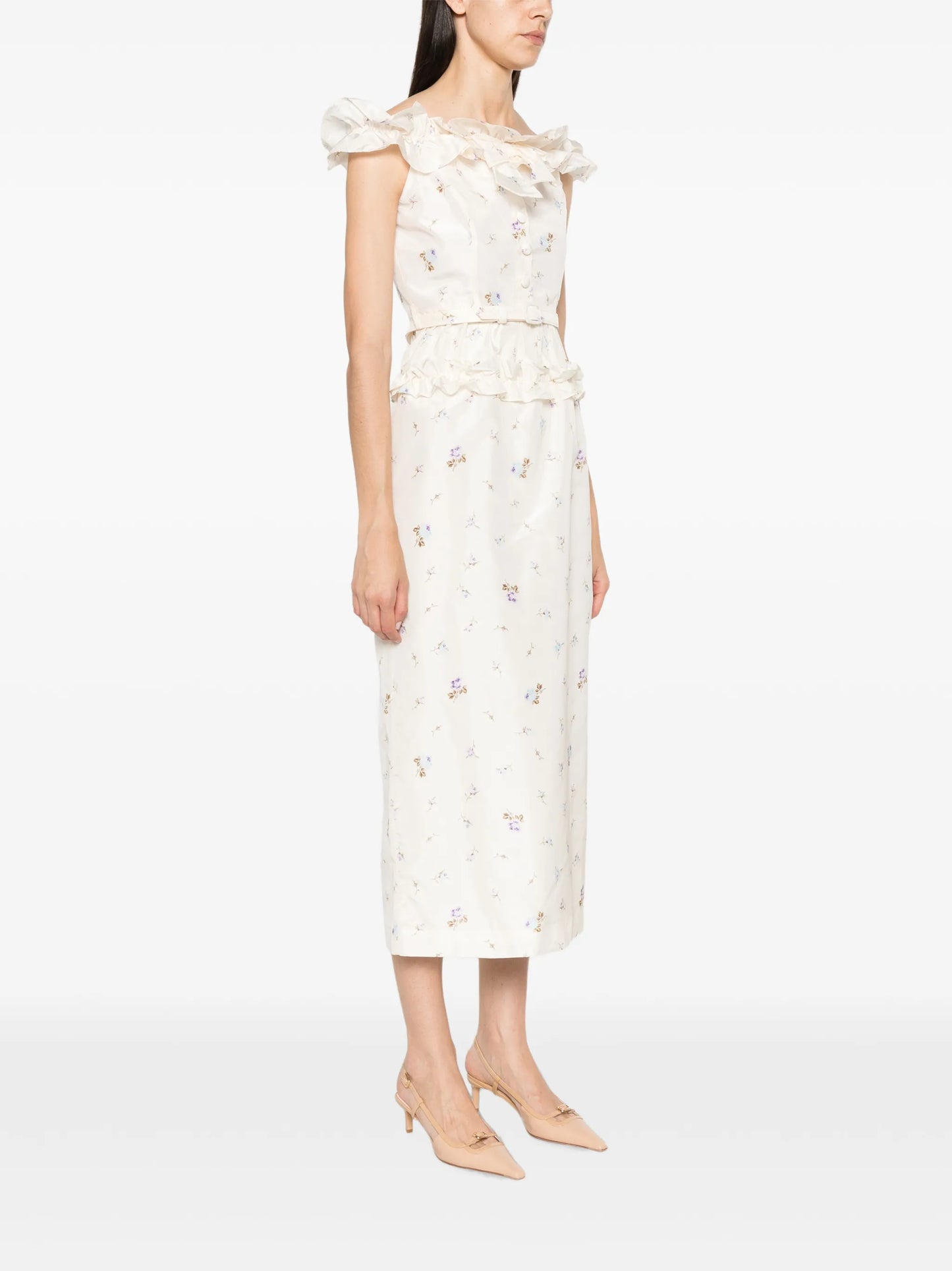 floral-print ruffled dress