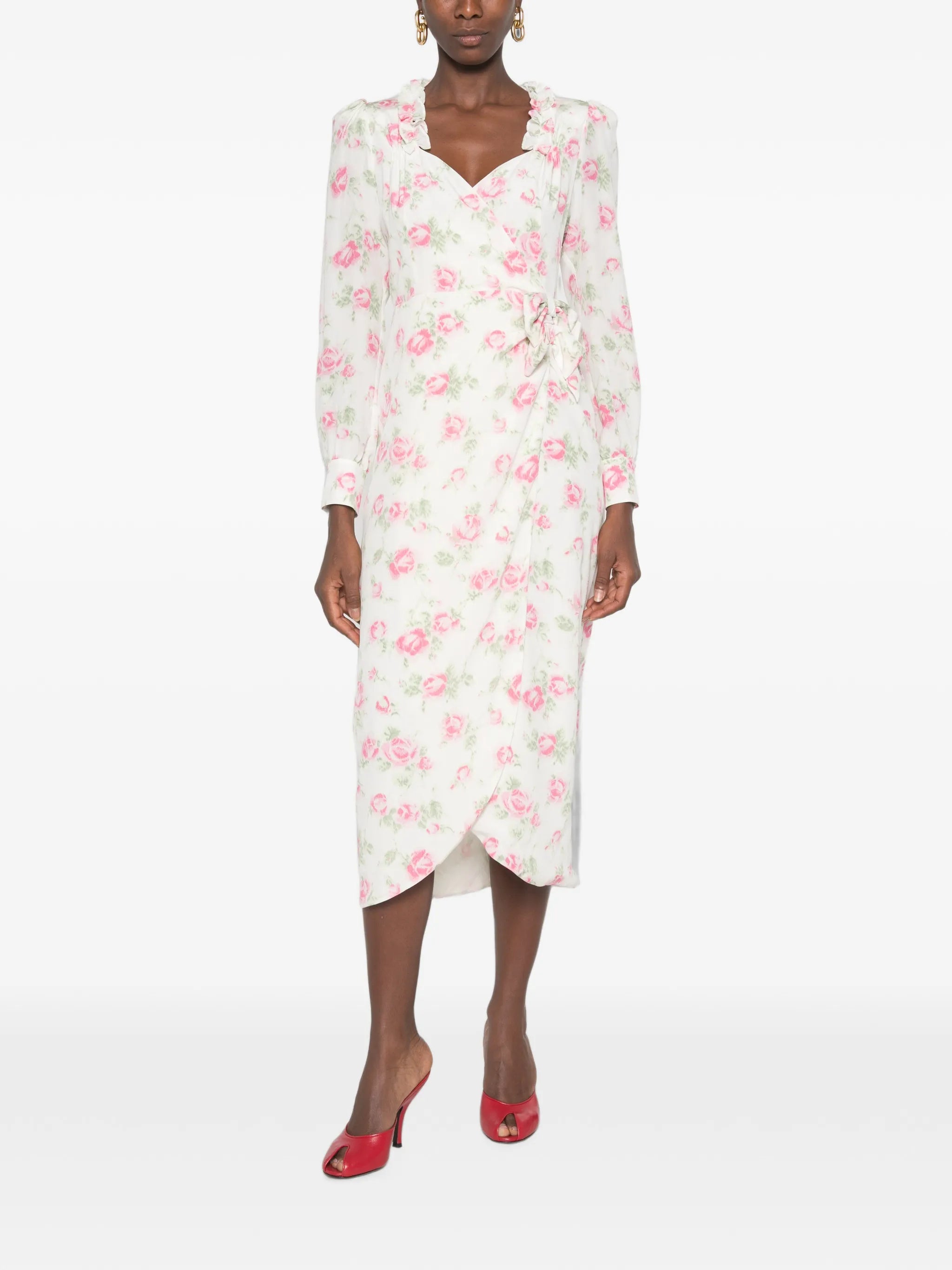 floral-print midi dress