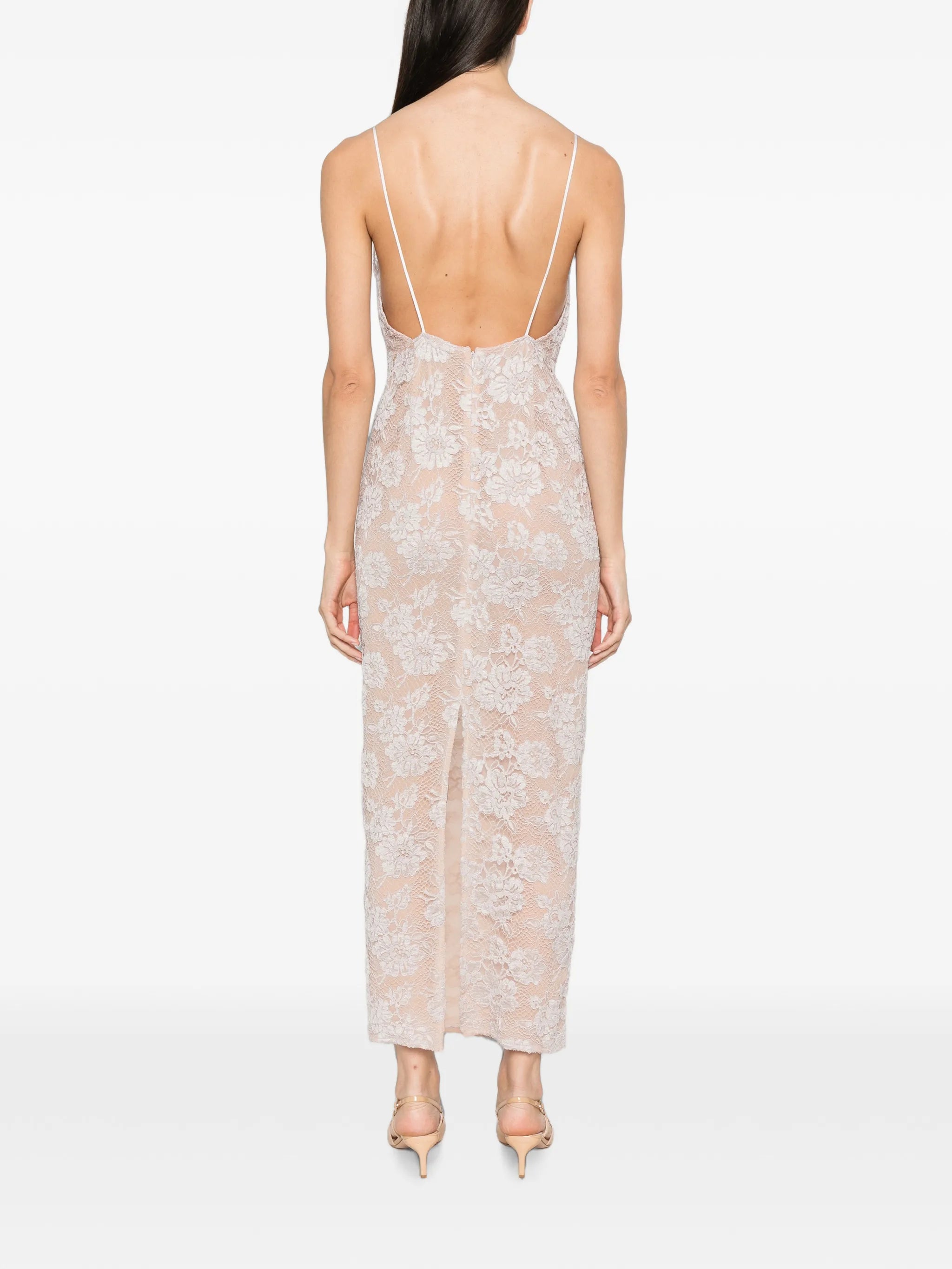 sequin-embroidered lace maxi dress