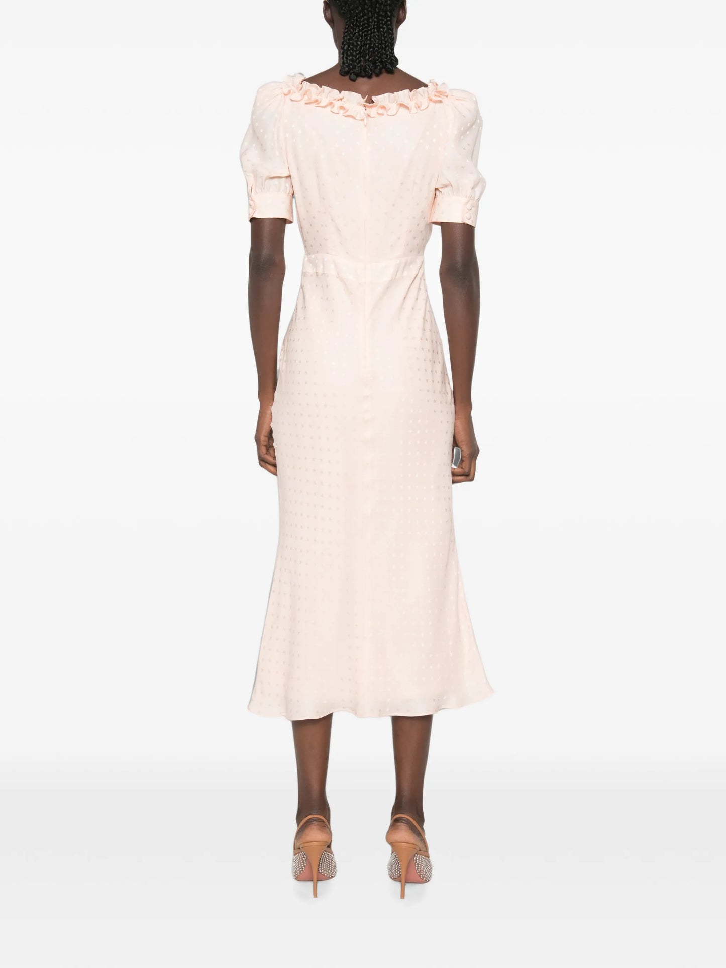 ruffled silk-jacquard midi dress