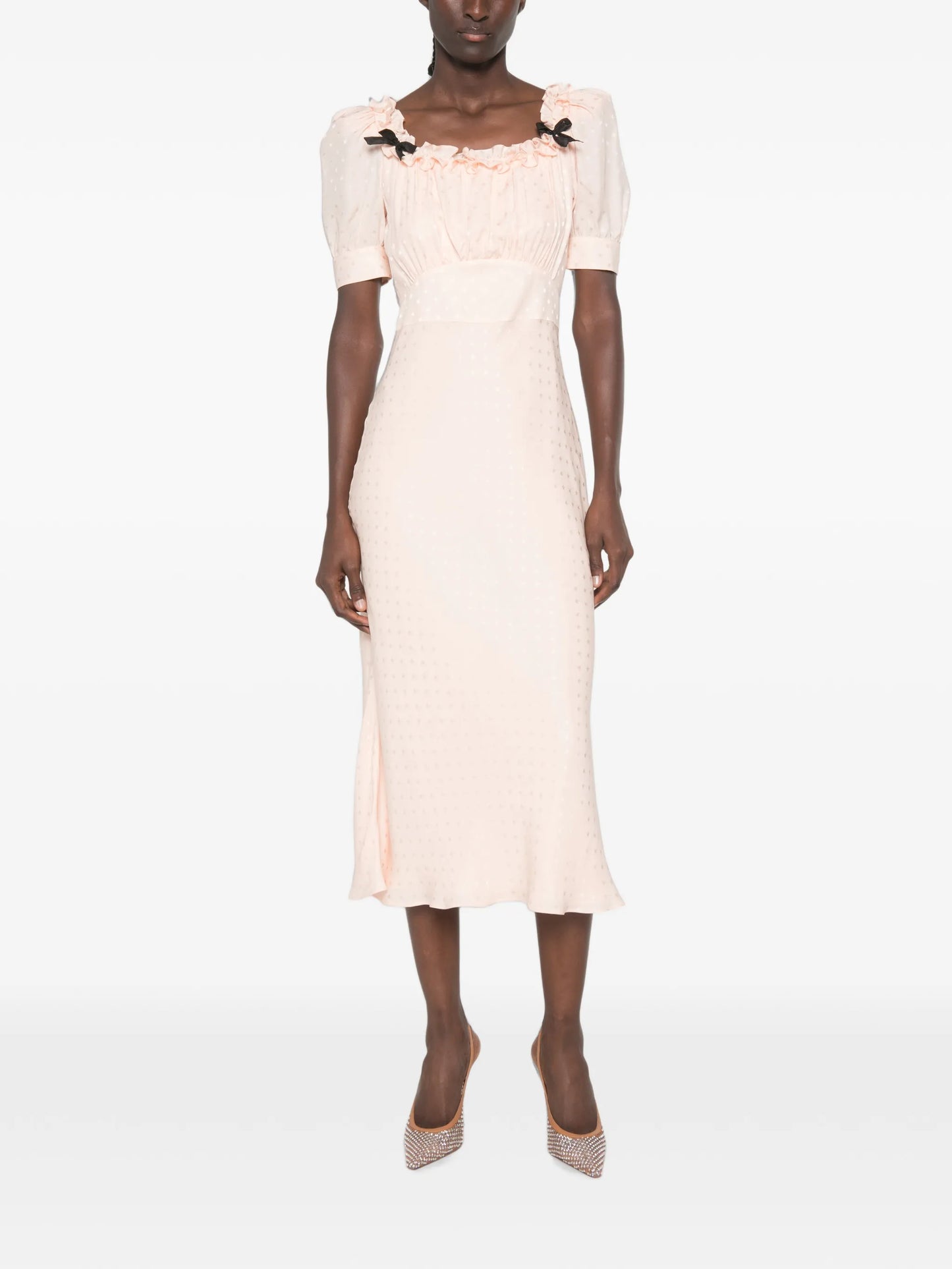 ruffled silk-jacquard midi dress