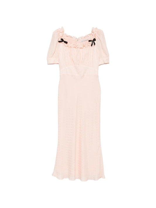 ruffled silk-jacquard midi dress