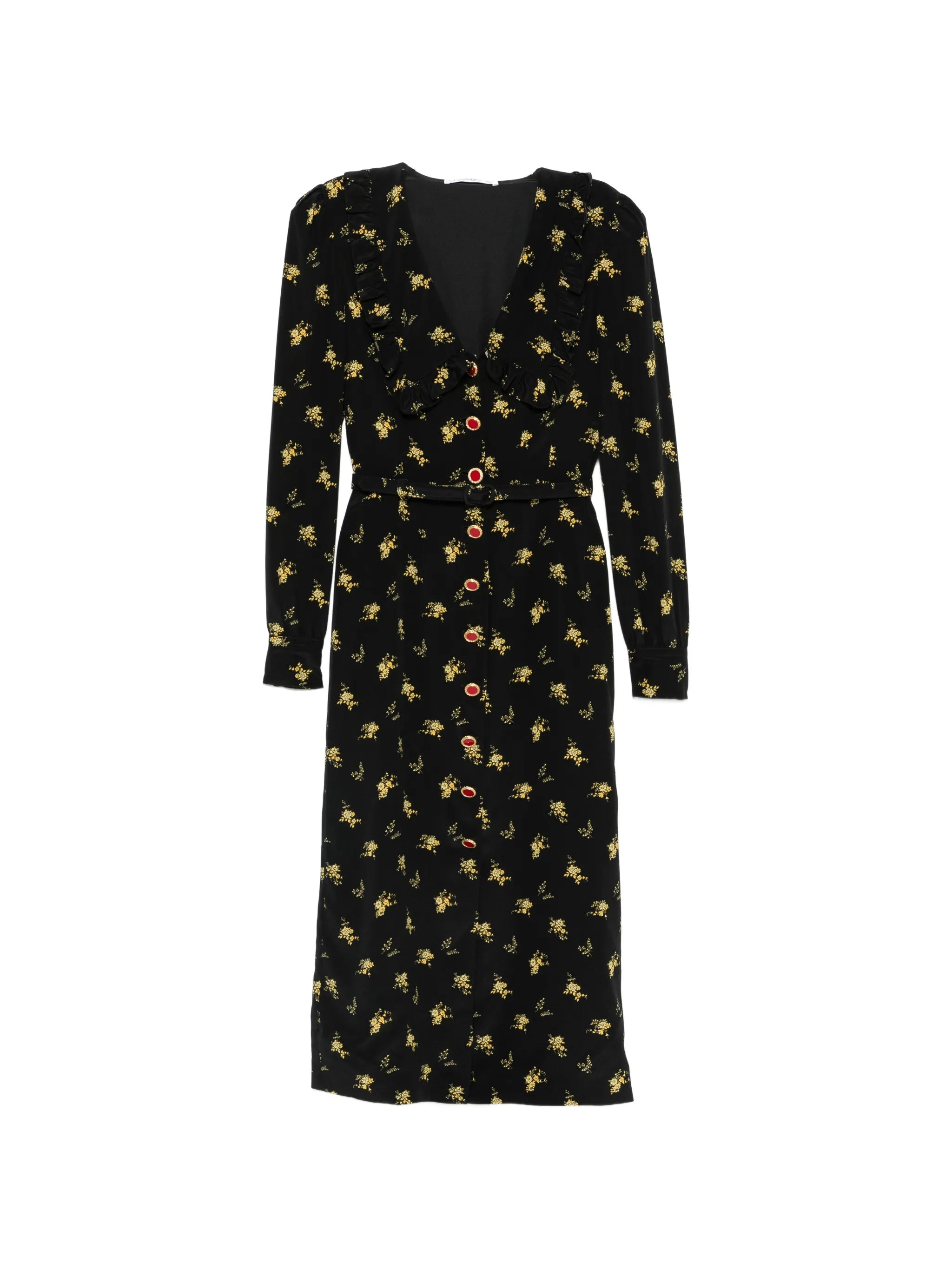 floral-print ruffled midi dress