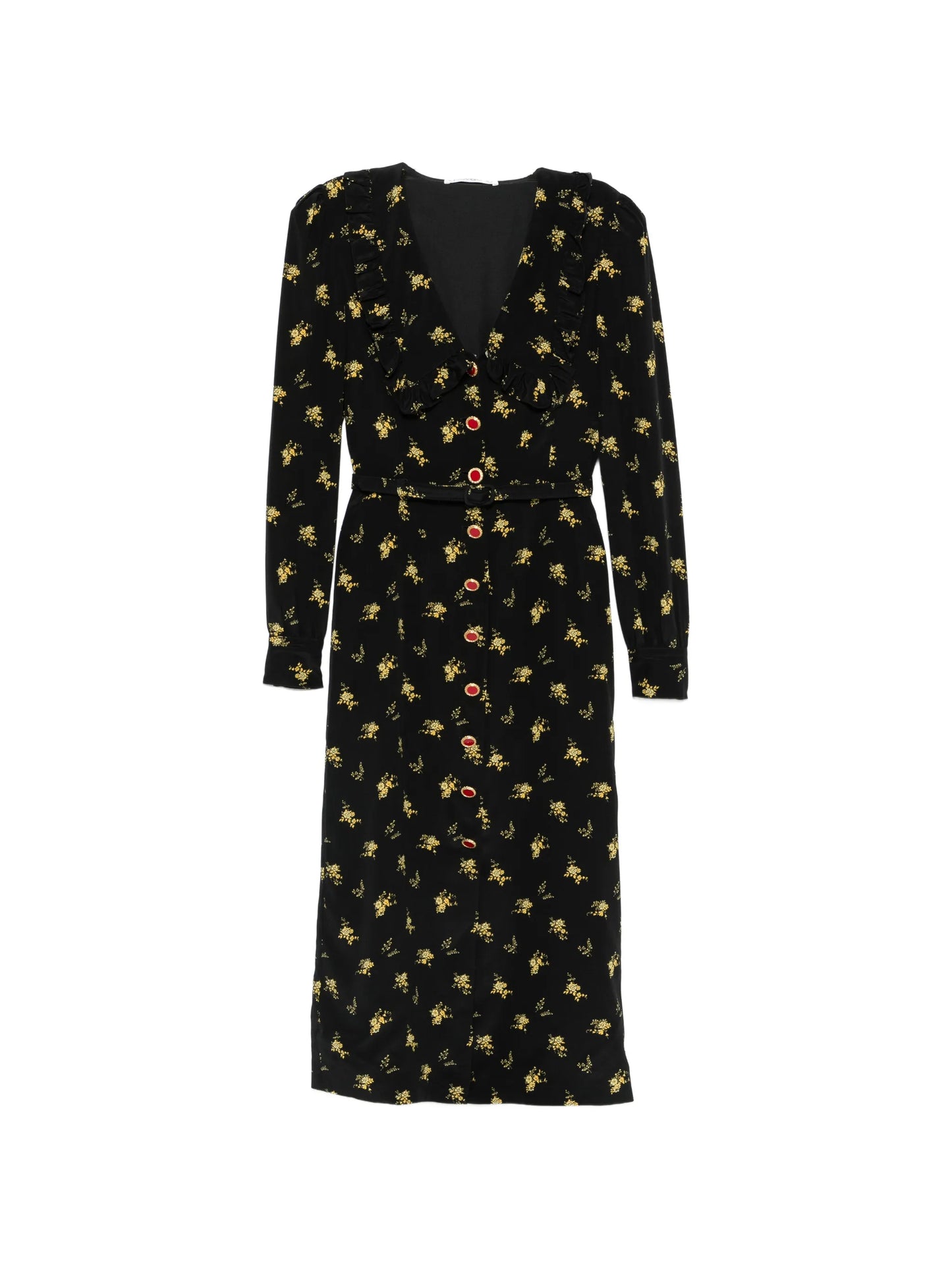 floral-print ruffled midi dress