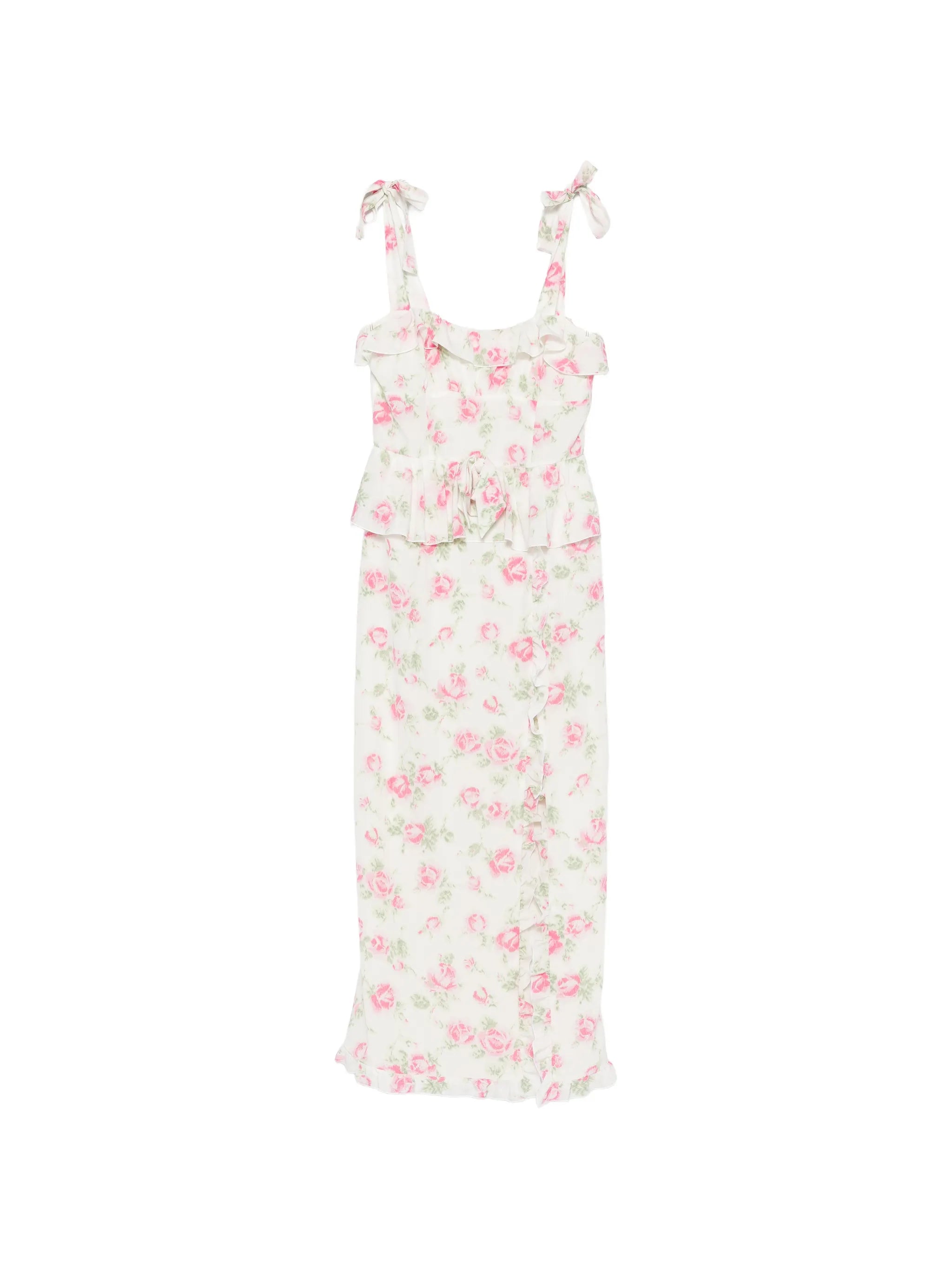 floral-print ruffled midi dress