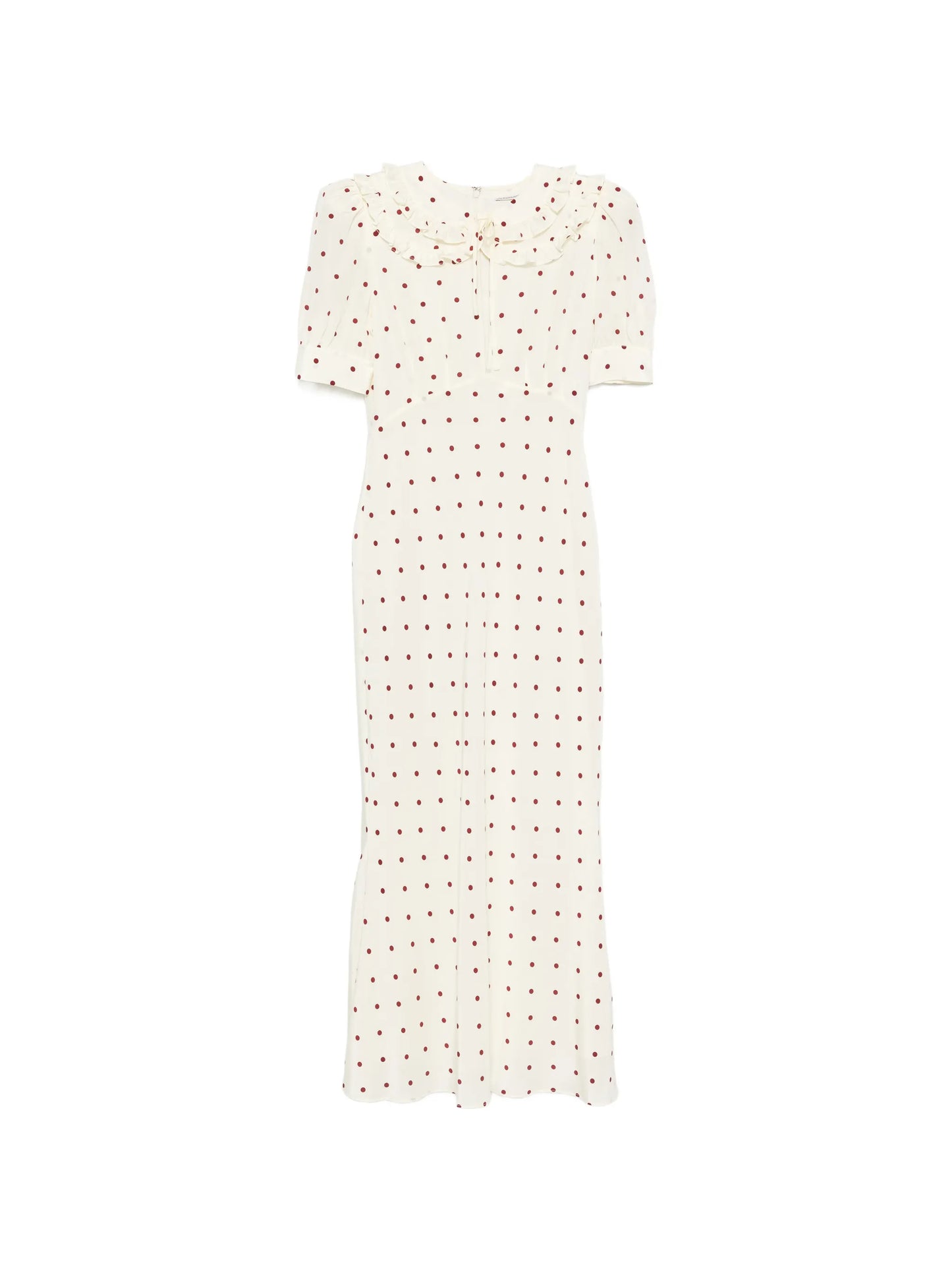 polka-dot ruffled midi dress