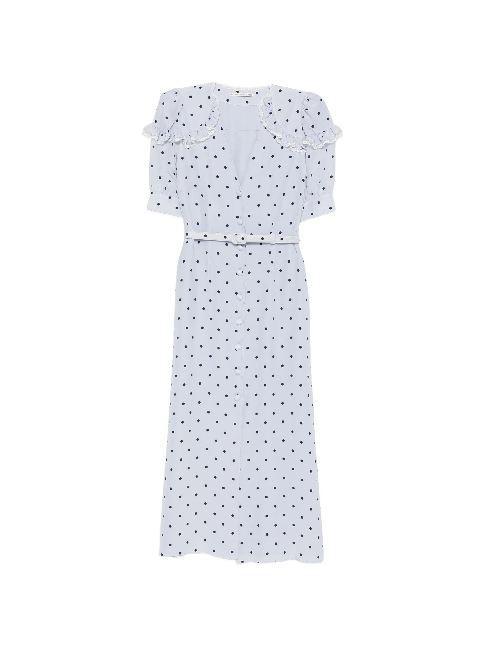 polka-dot ruffled midi dress