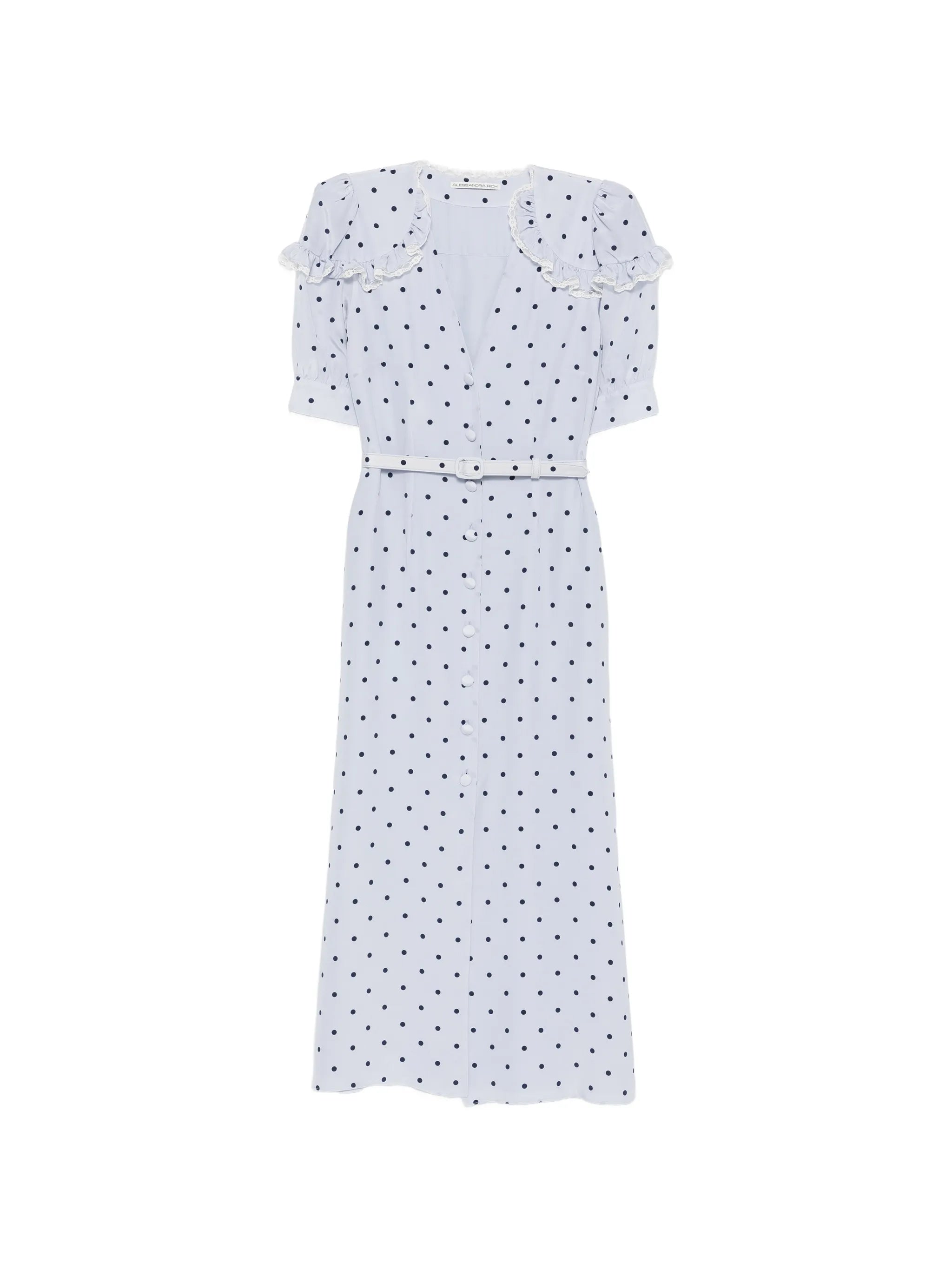 polka-dot ruffled midi dress