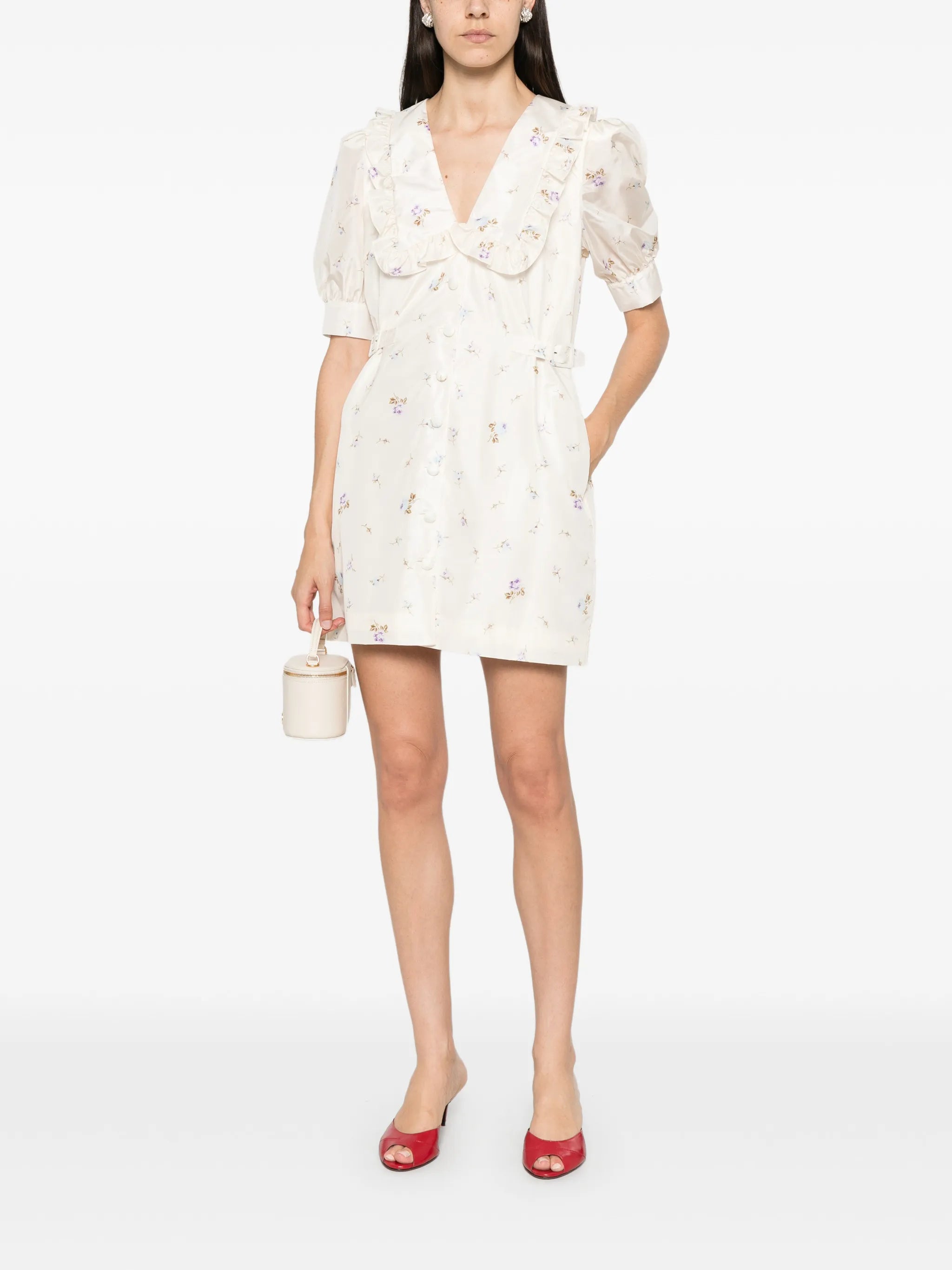 floral-print mini dress