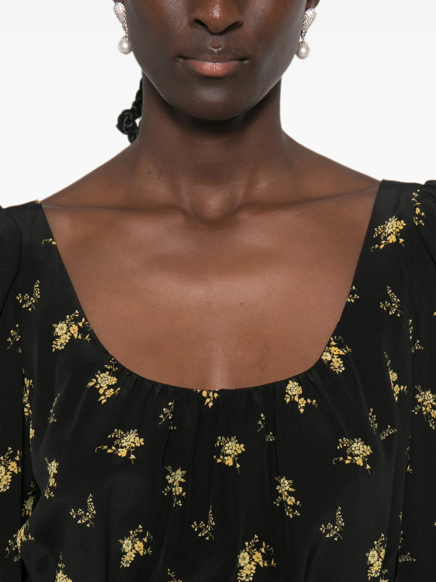 floral-print silk mini dress