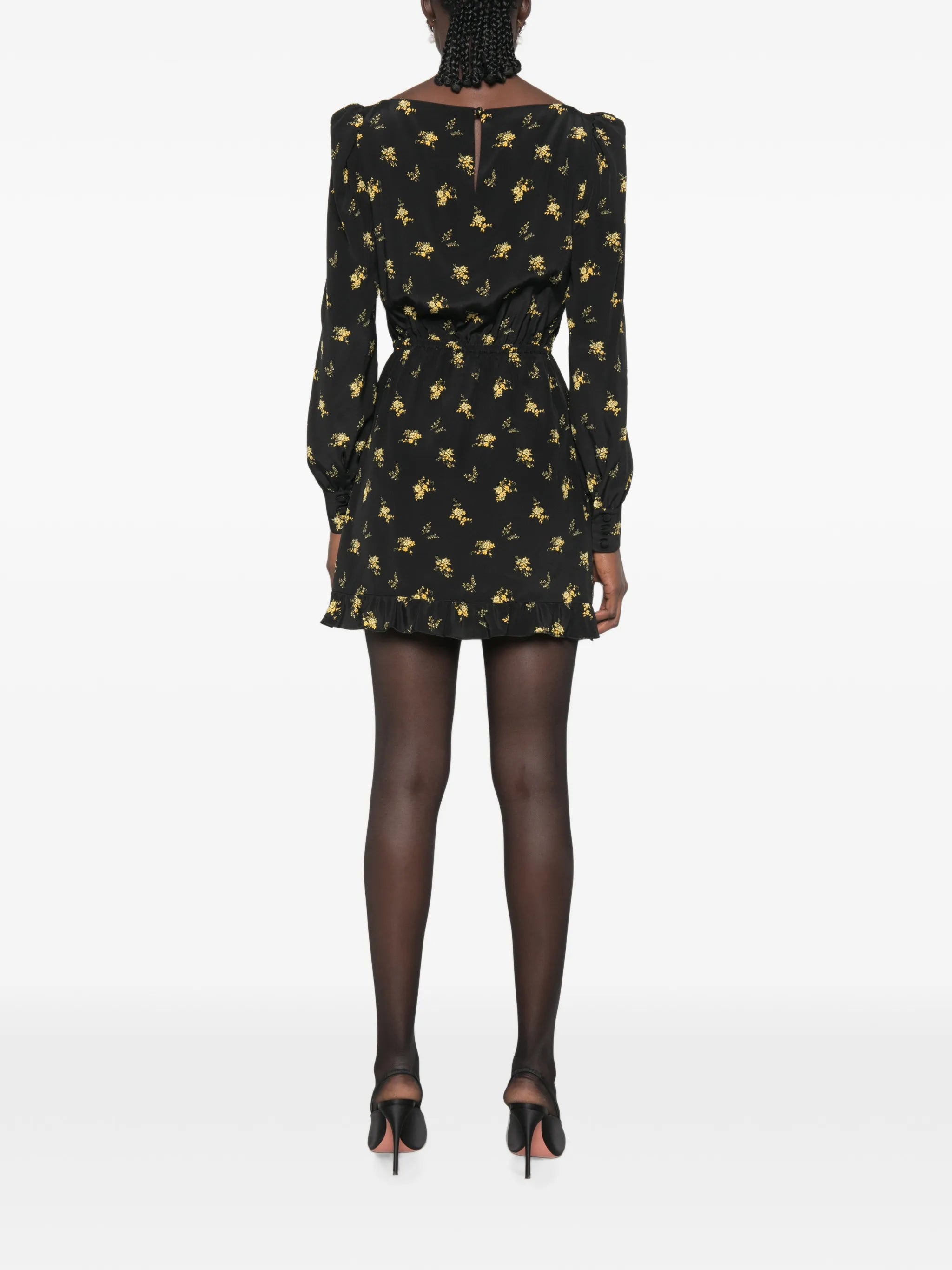 floral-print silk mini dress