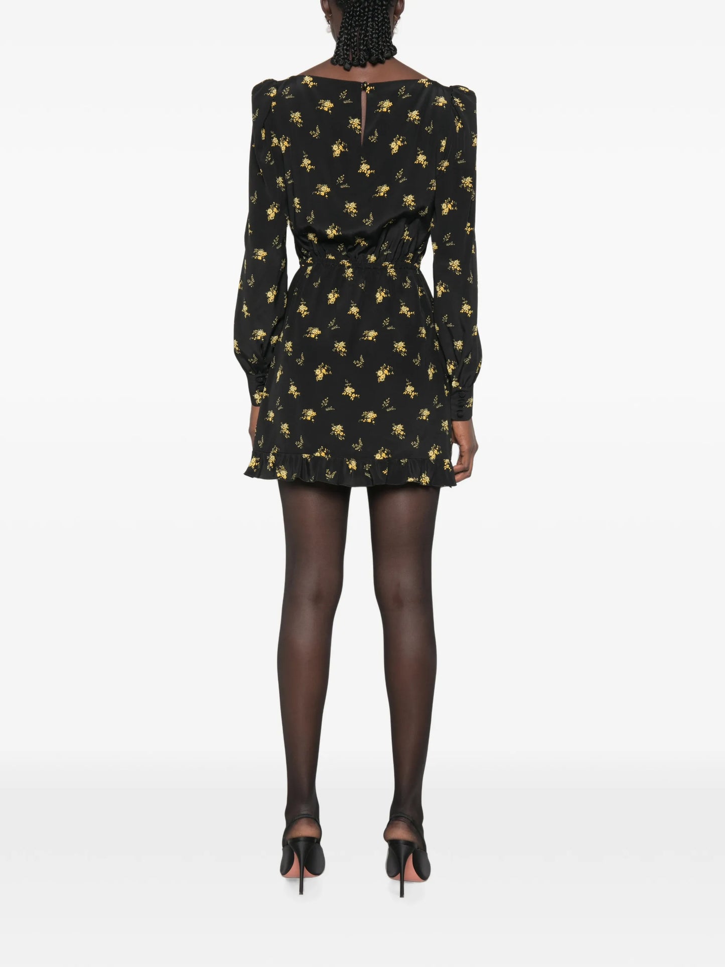 floral-print silk mini dress