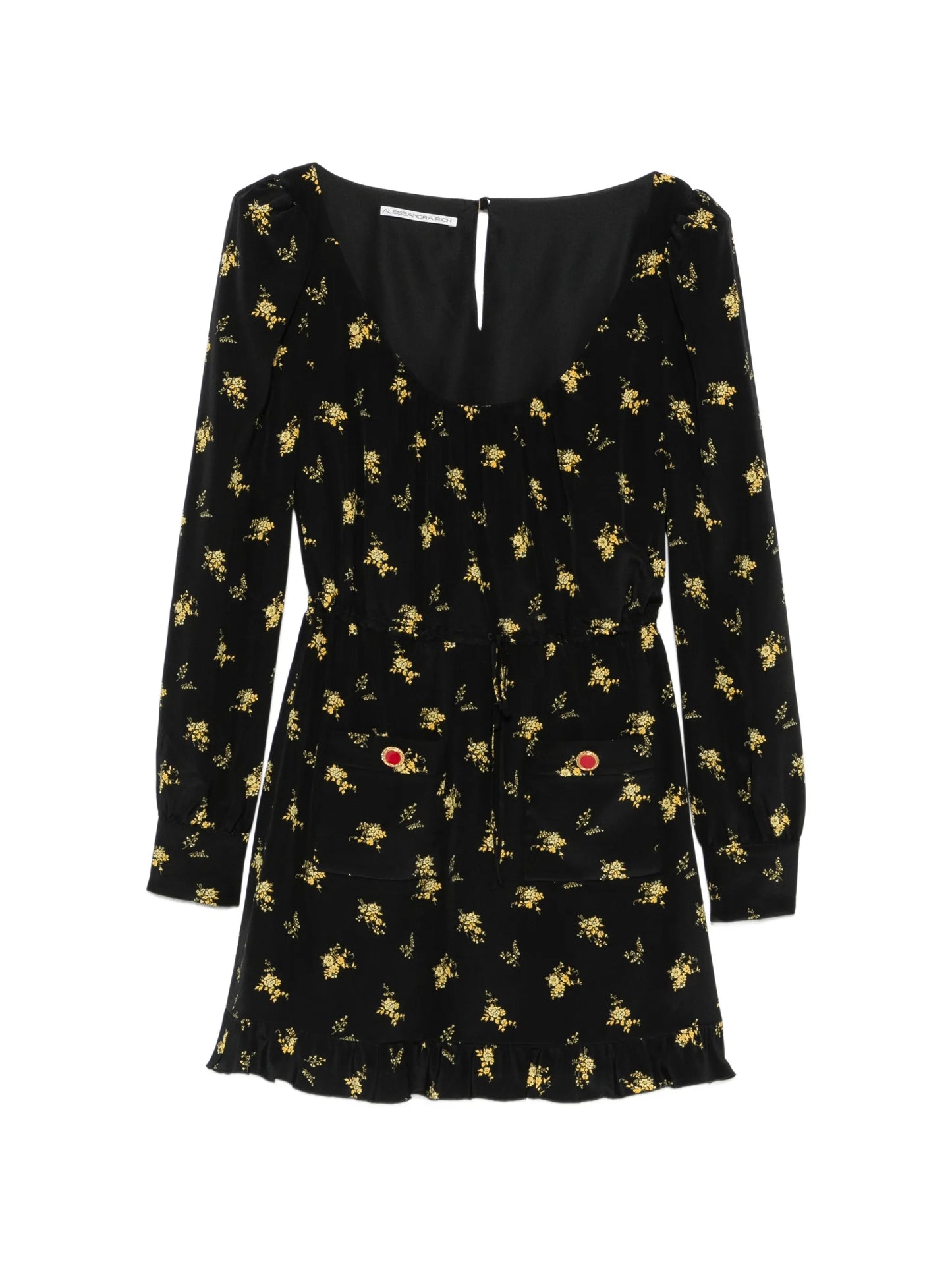 floral-print silk mini dress