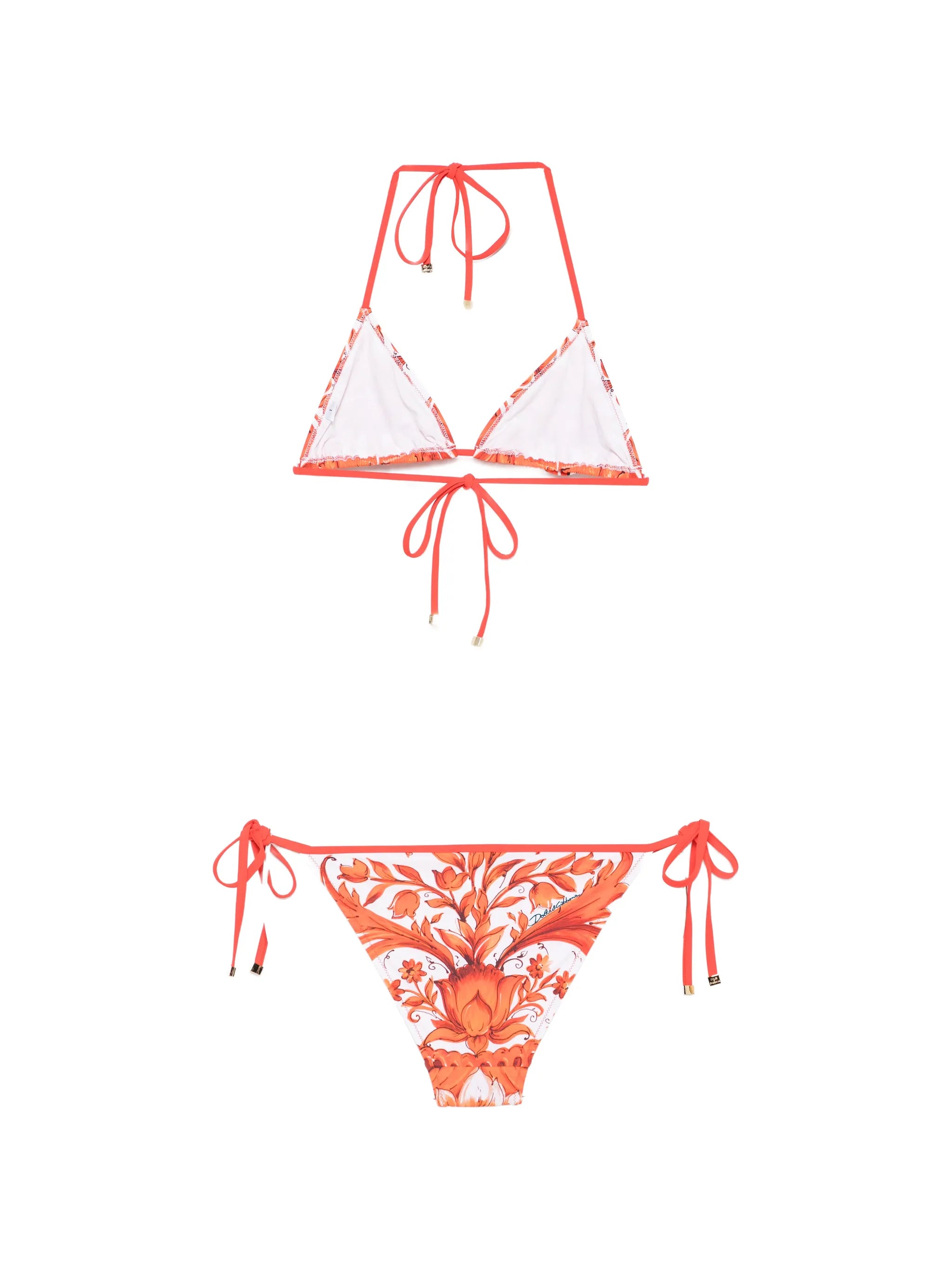 Maiolica-print triangle bikini set