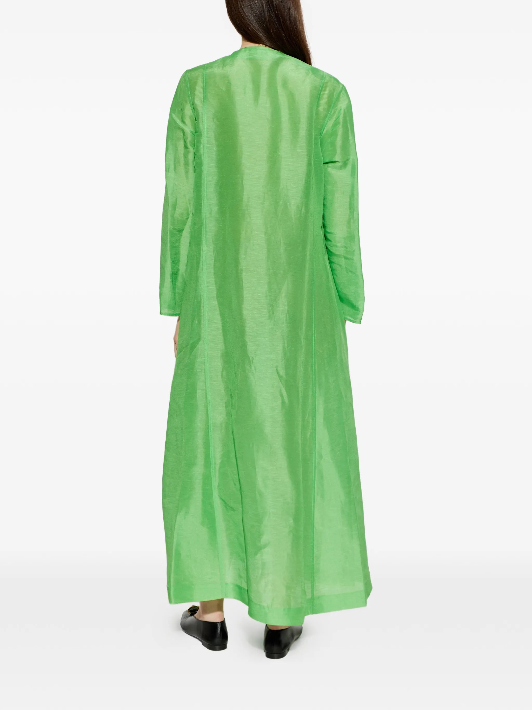 pleated-bib long-sleeve maxi dress
