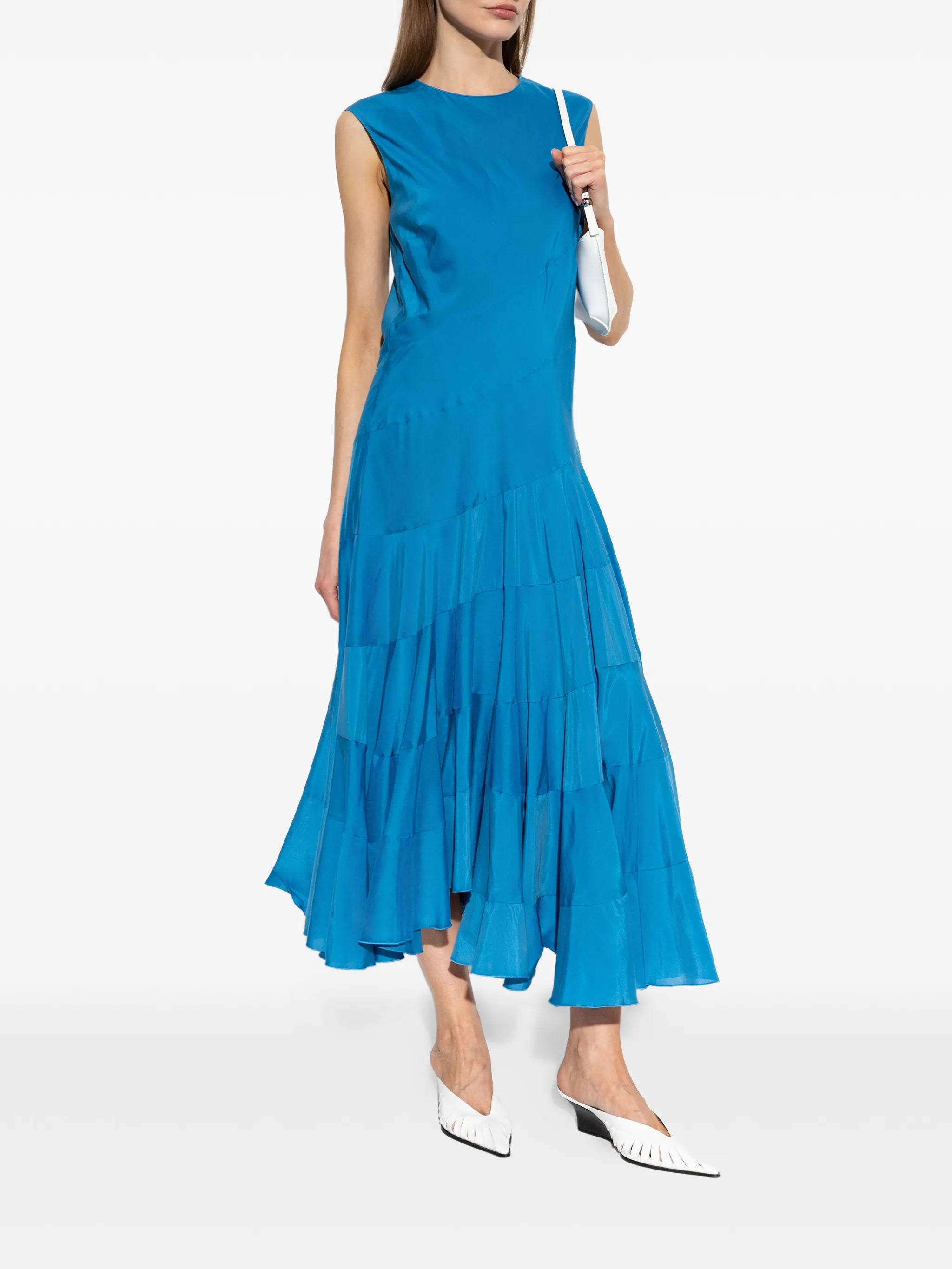 tiered asymmetric maxi dress
