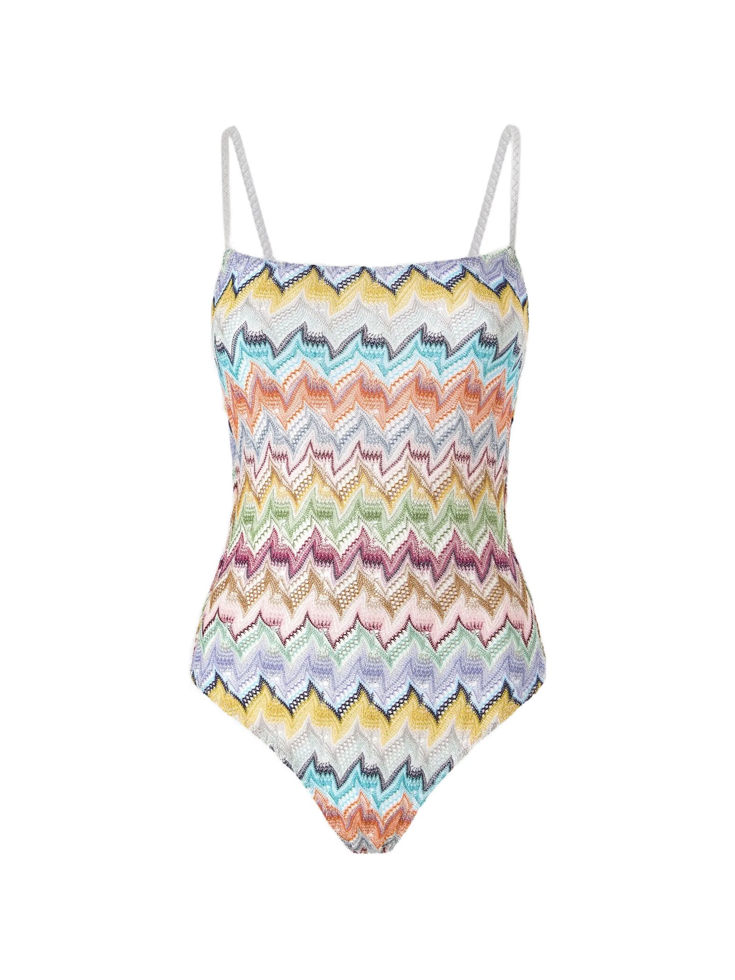 zigzag-knit swimsuit