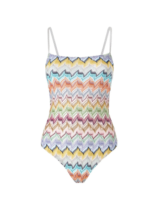 zigzag-knit swimsuit