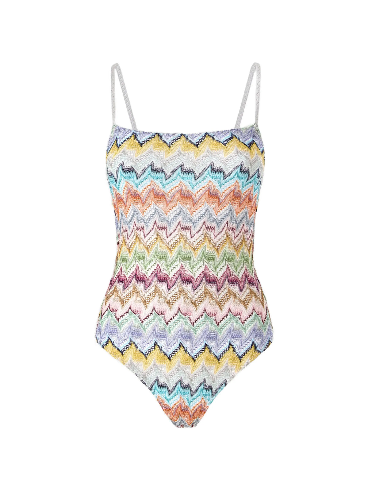 Zigzag lamé one-piece swimsuit