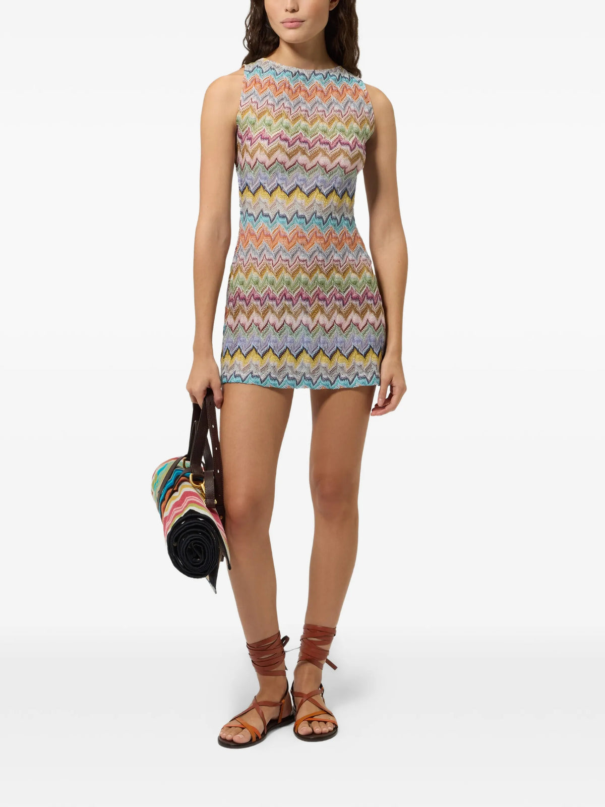 lamé mini dress with cut-out