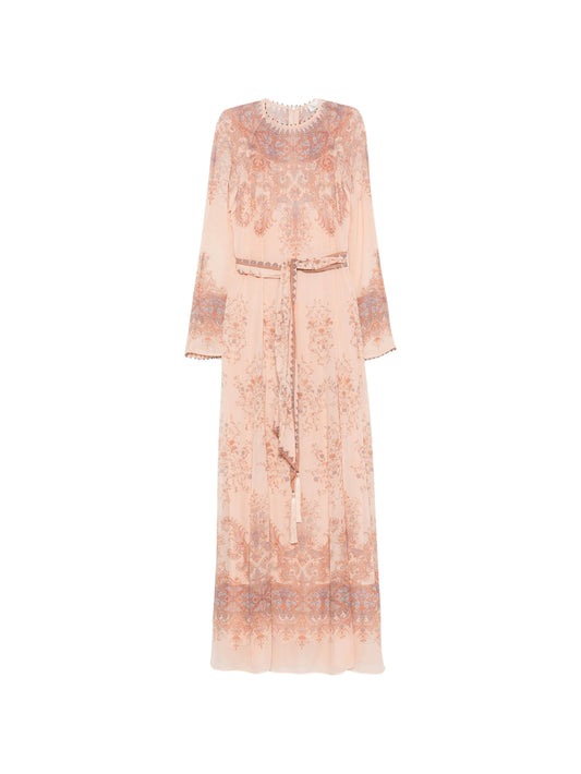 paisley-print belted dress