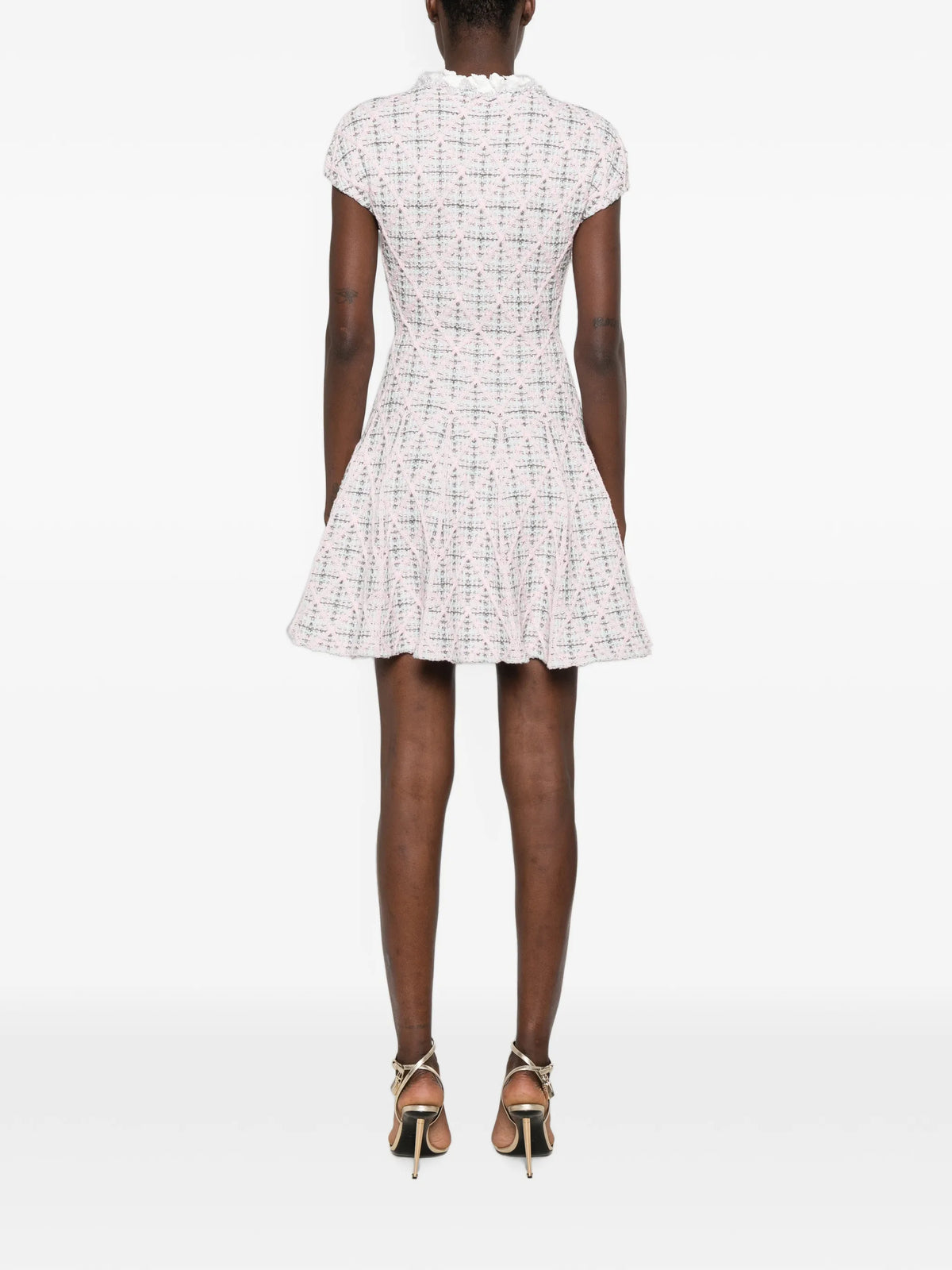 check knit beaded mini dress