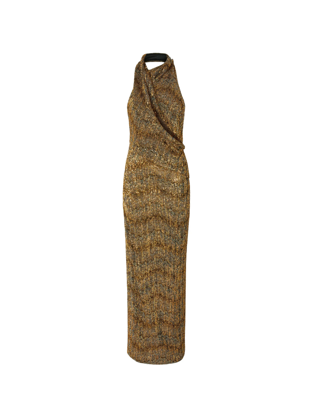 iridescent micro-sequins halter dress