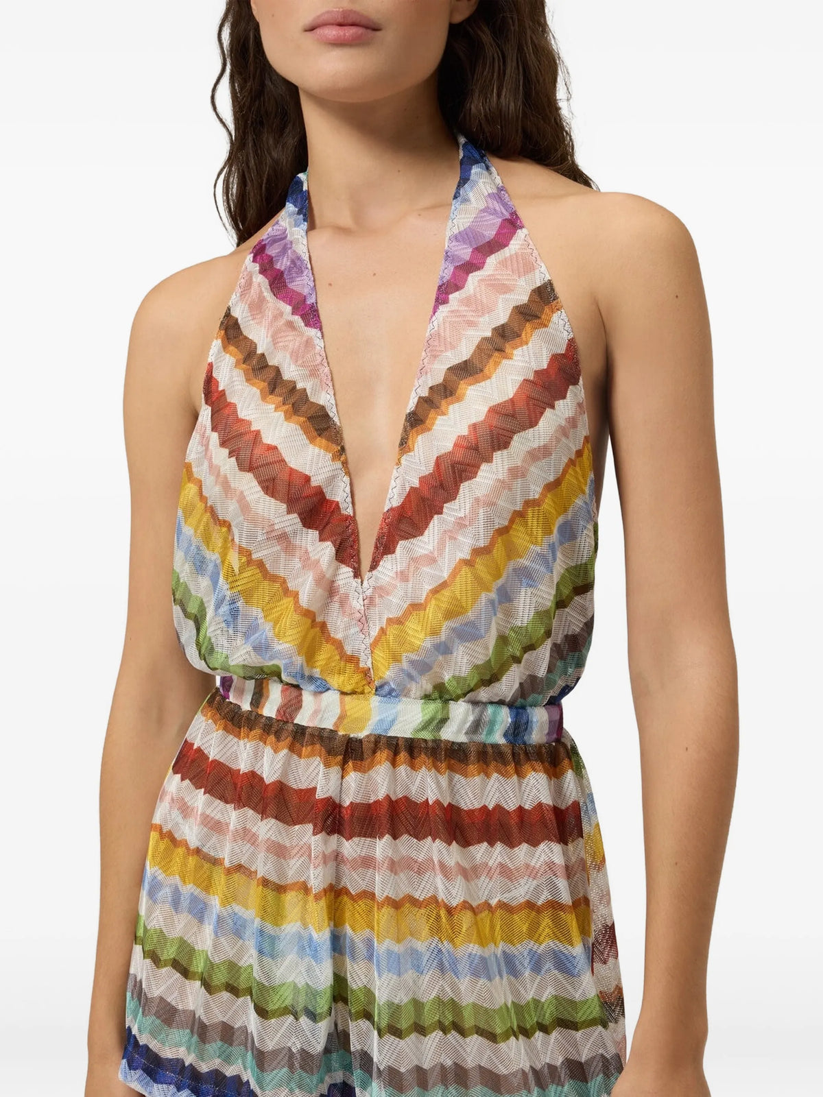 short Zigzag tulle cover-up jumpsuit