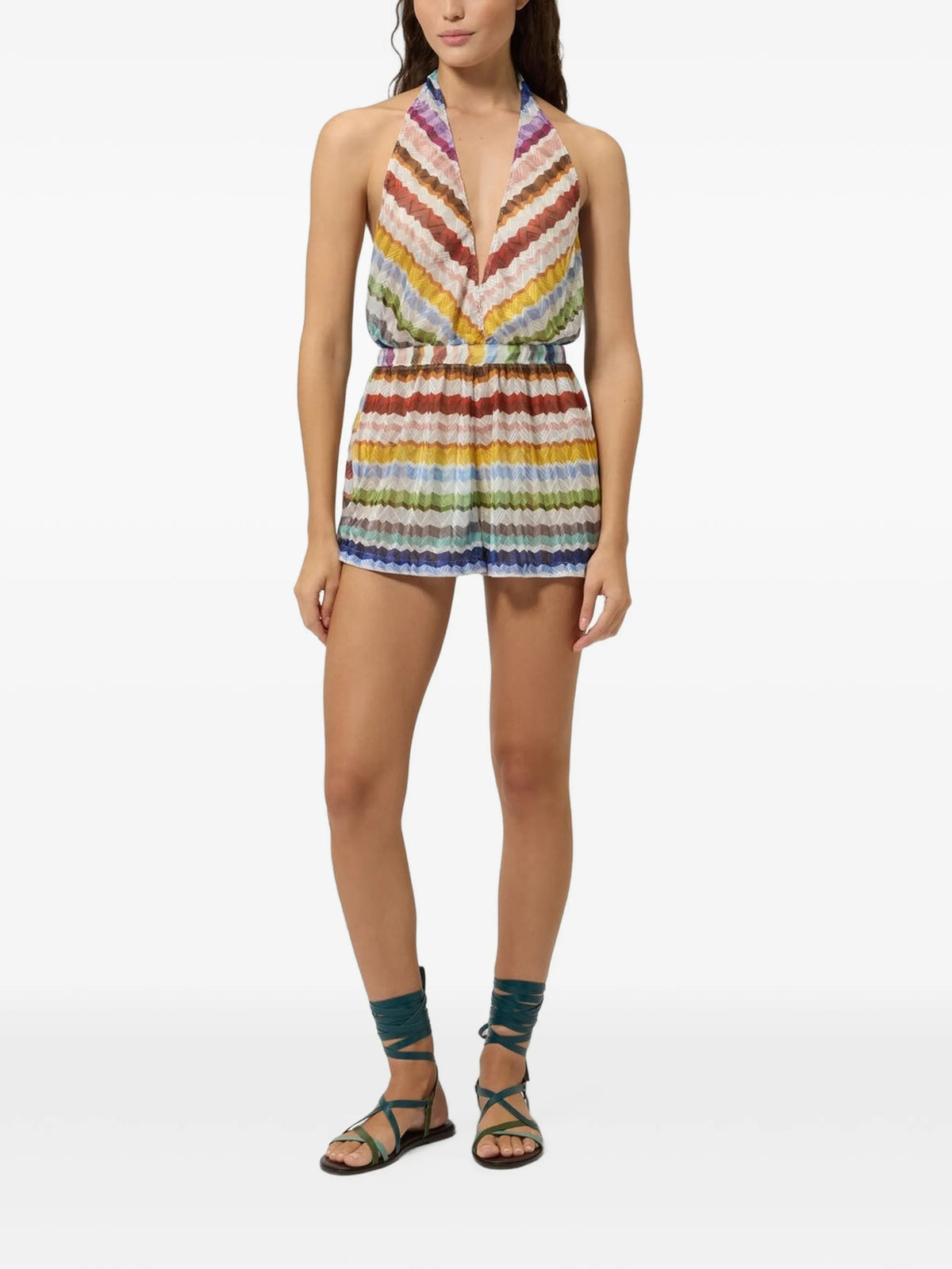 short Zigzag tulle cover-up jumpsuit