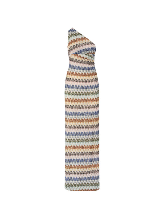 Zigzag-knit one-shoulder dress