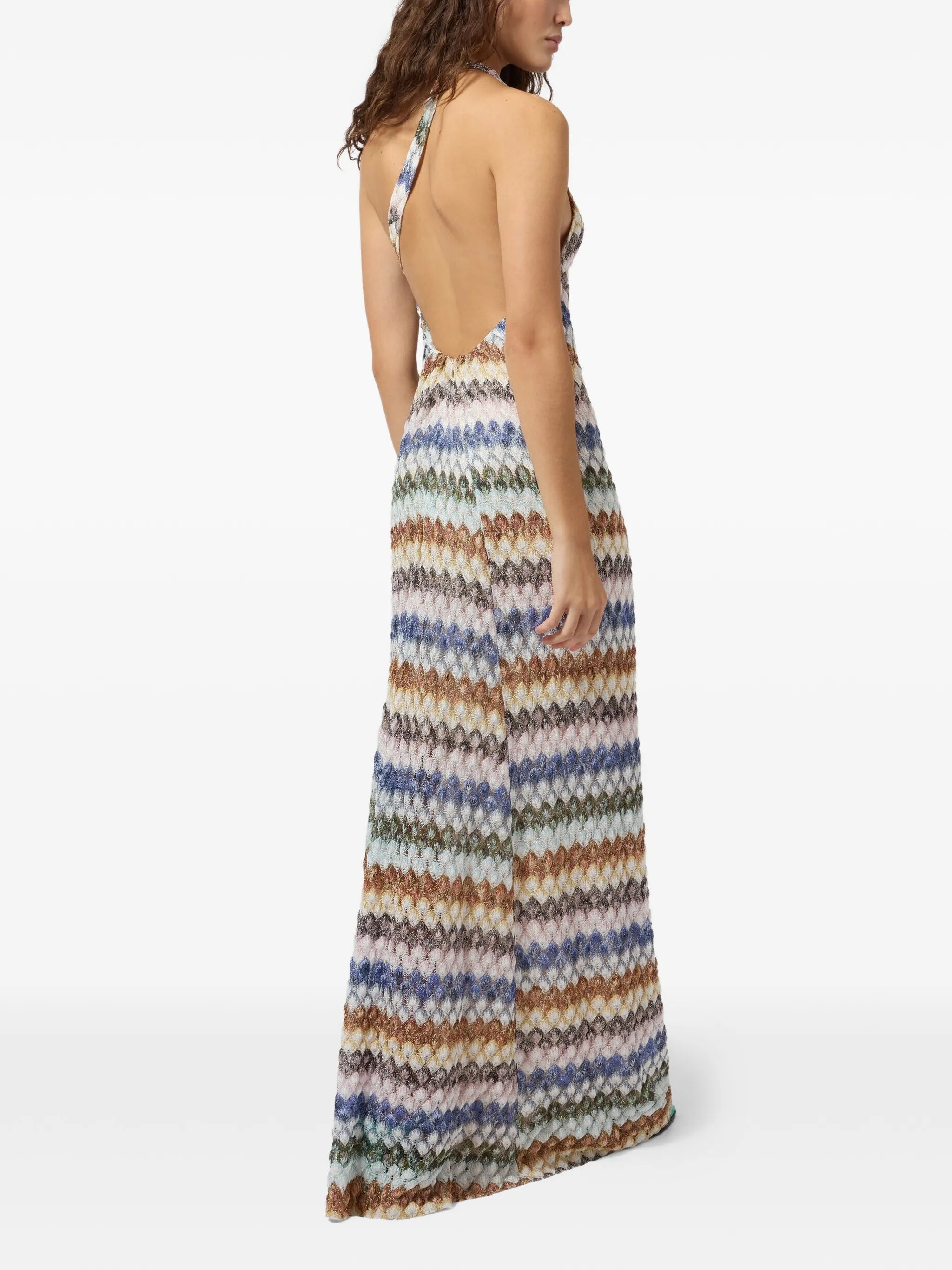 one-shoulder lamé long dress