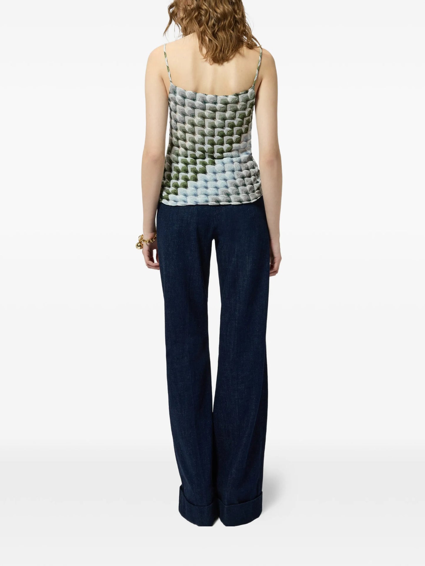 geometric-pattern spaghetti-strap top