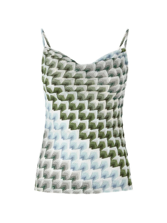 geometric-pattern spaghetti-strap top
