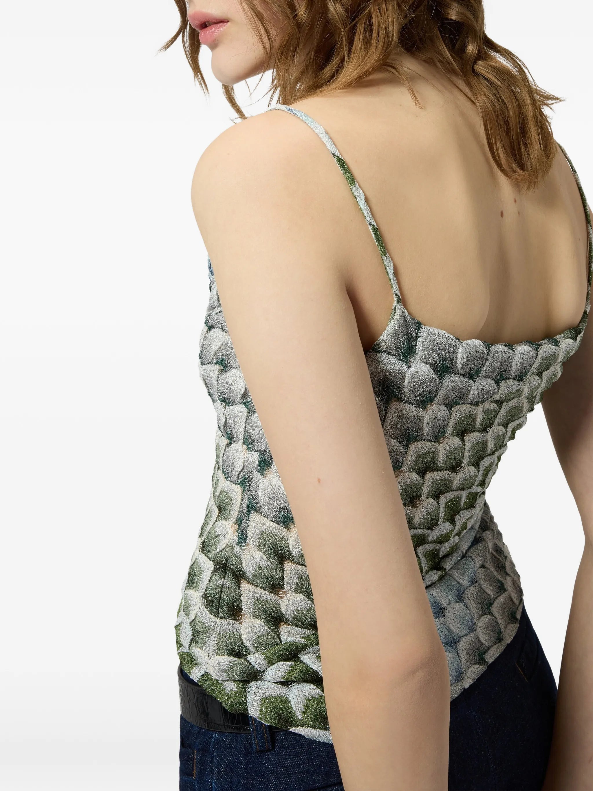 geometric-pattern spaghetti-strap top