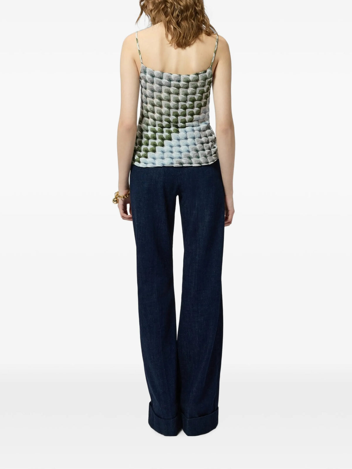 lace motif top with draped neckline