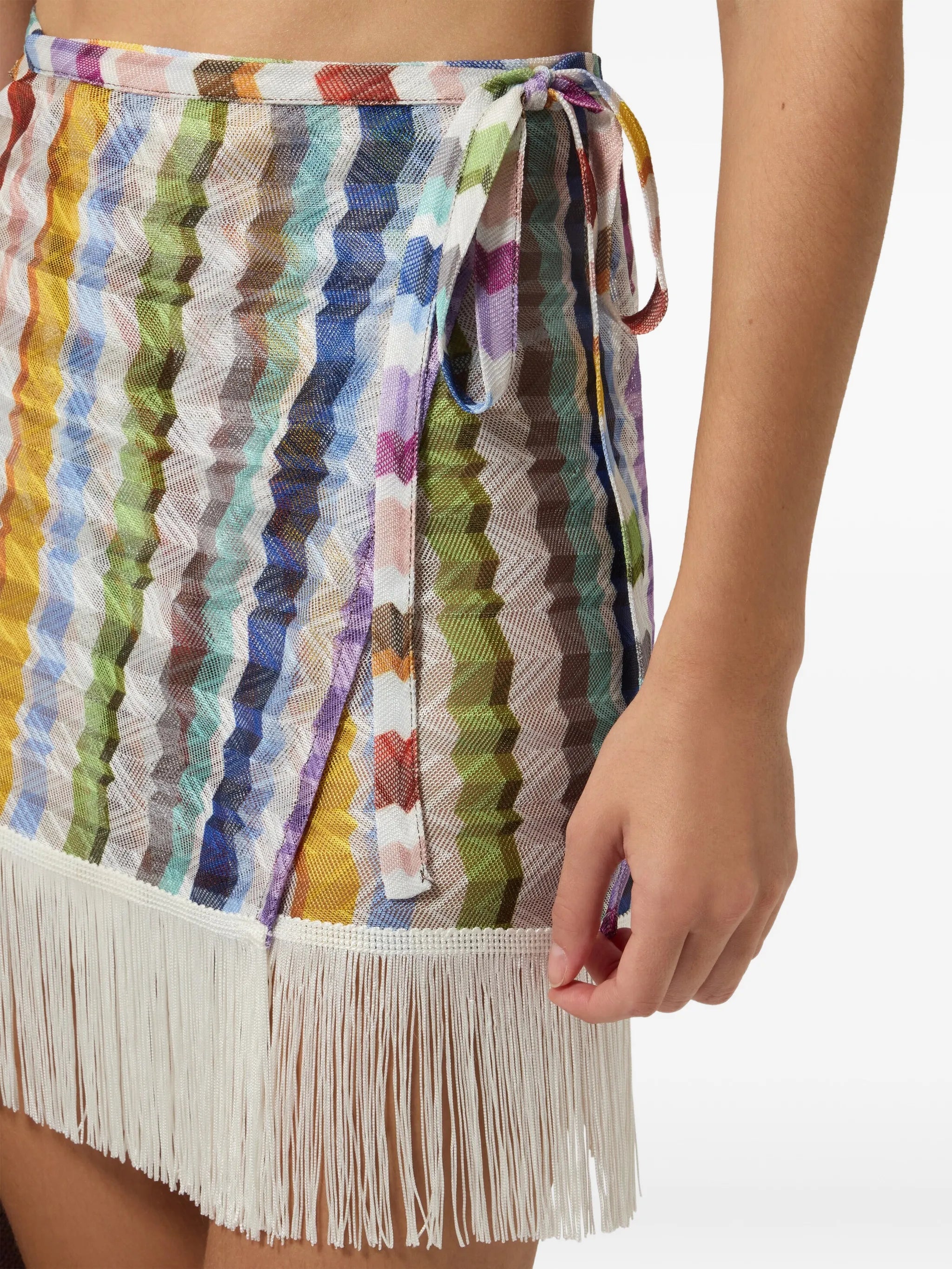 Zigzag fringe-trim skirt
