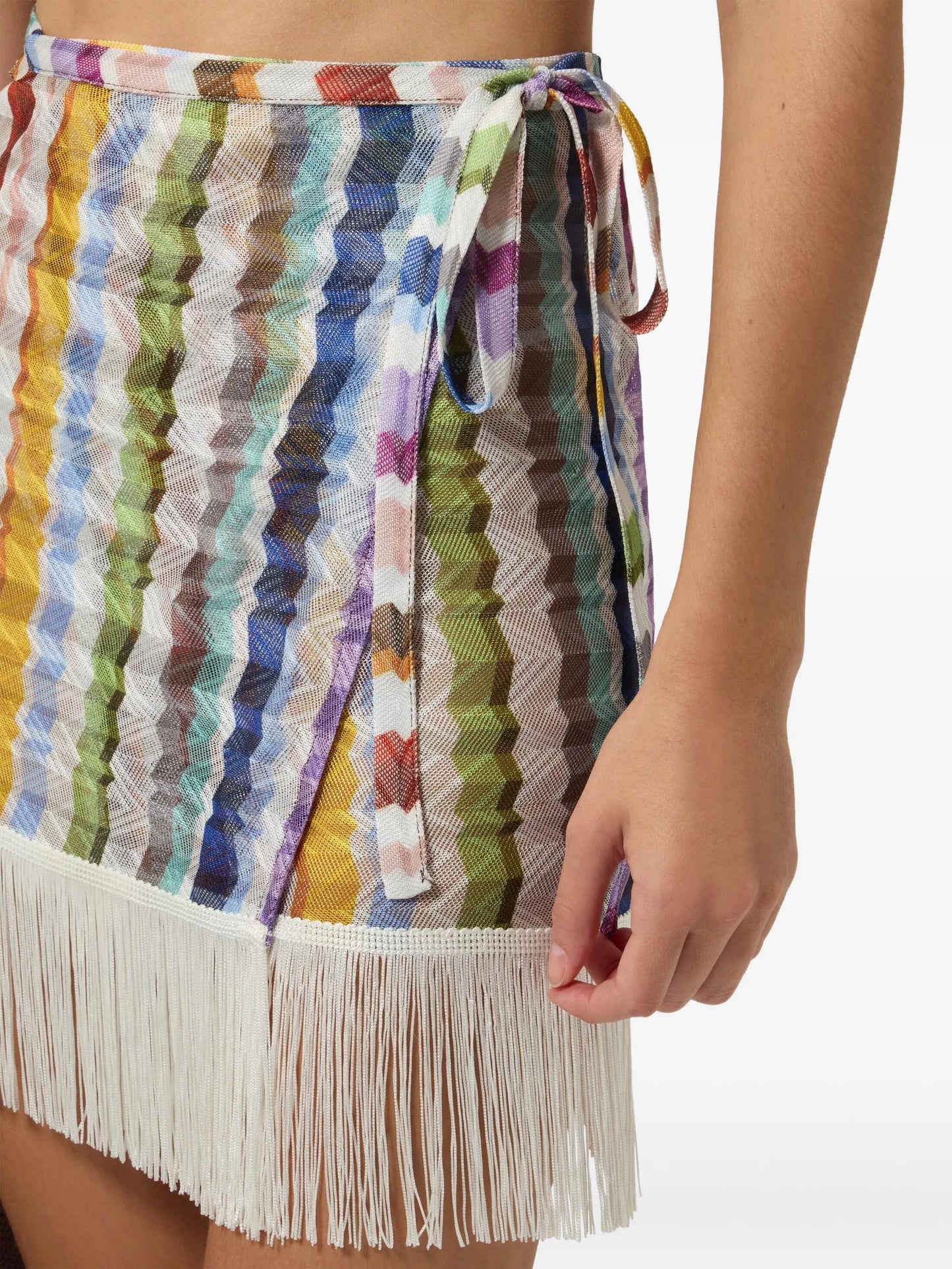 Zigzag fringe-trim skirt