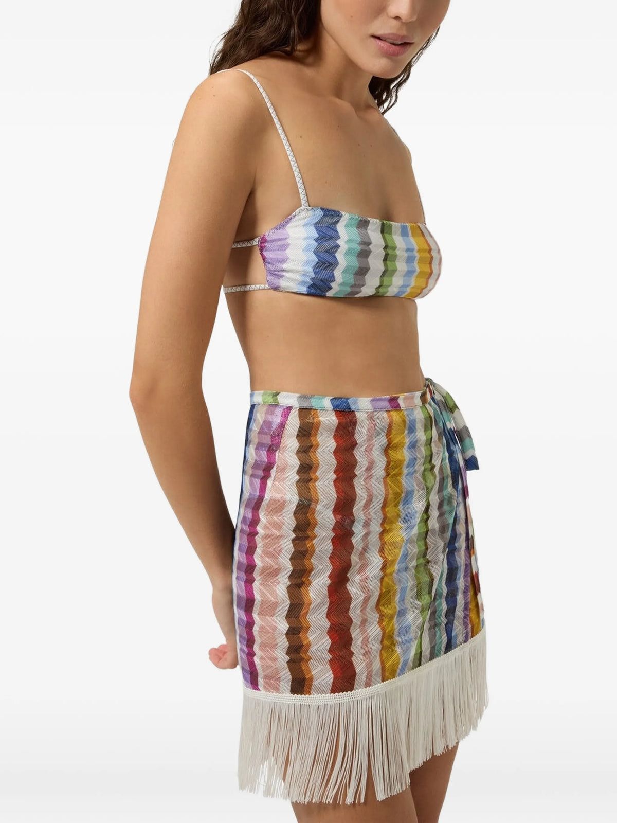 wrap mini skirt with fringes