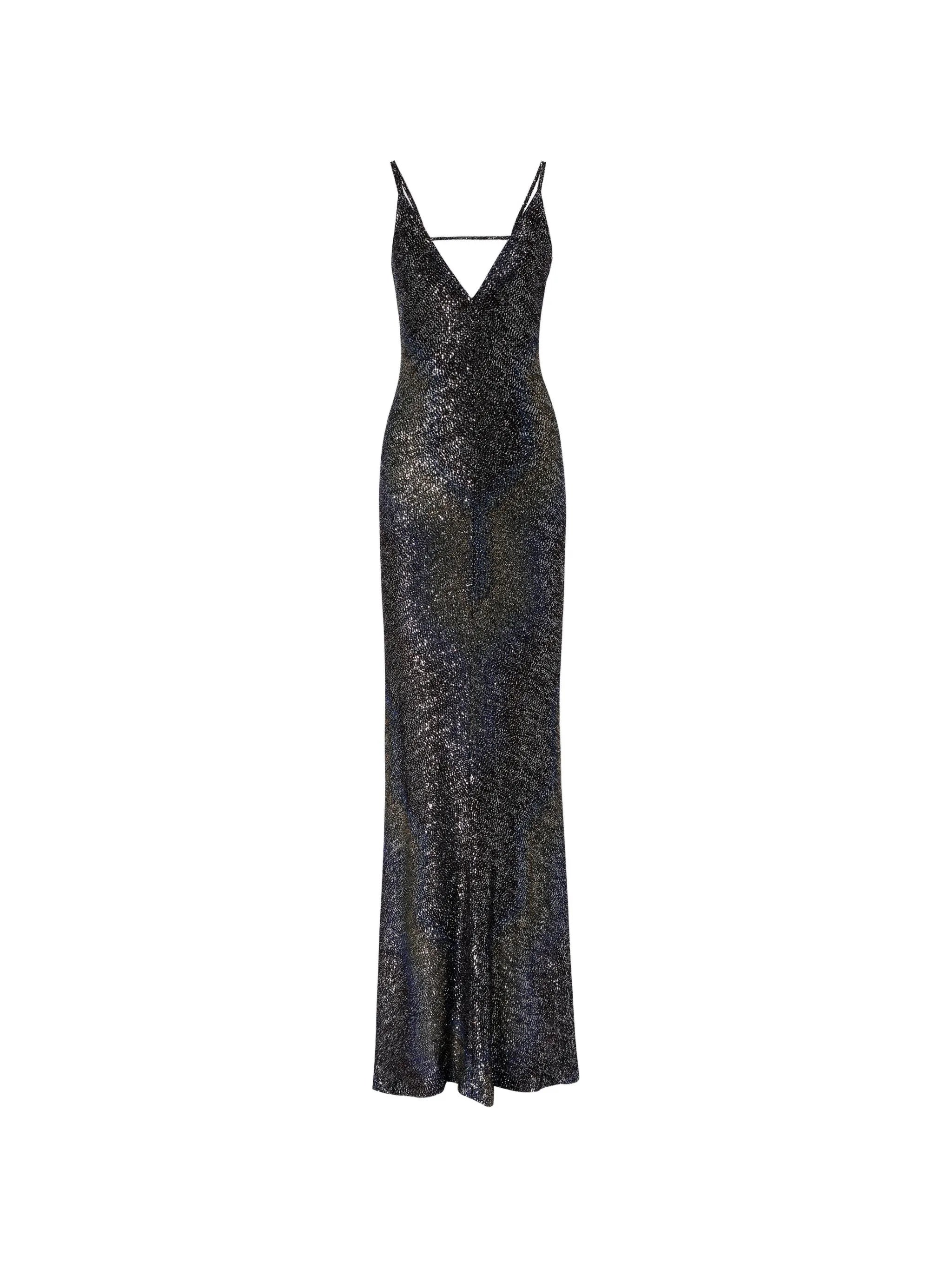 sequin-embellished chevron-knit dress