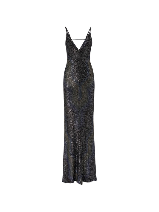 sequin-embellished chevron-knit dress