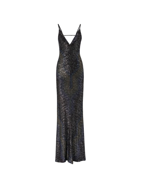 long dégradé knit dress with sequins