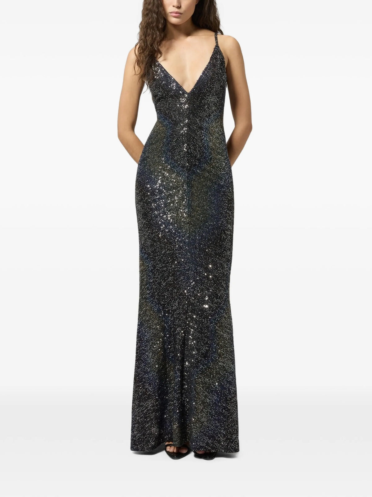 long dégradé knit dress with sequins