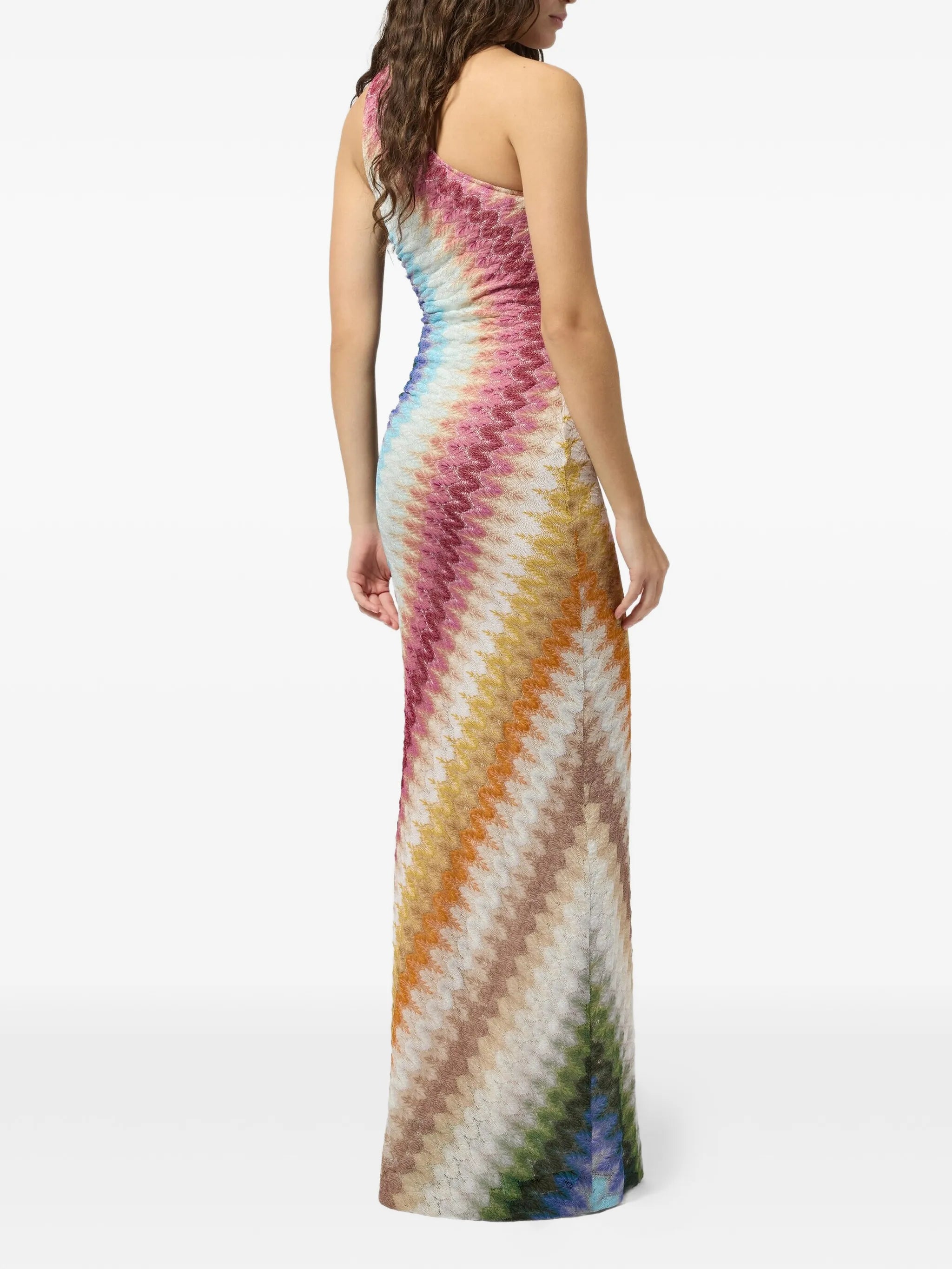 one-shoulder long lace dress